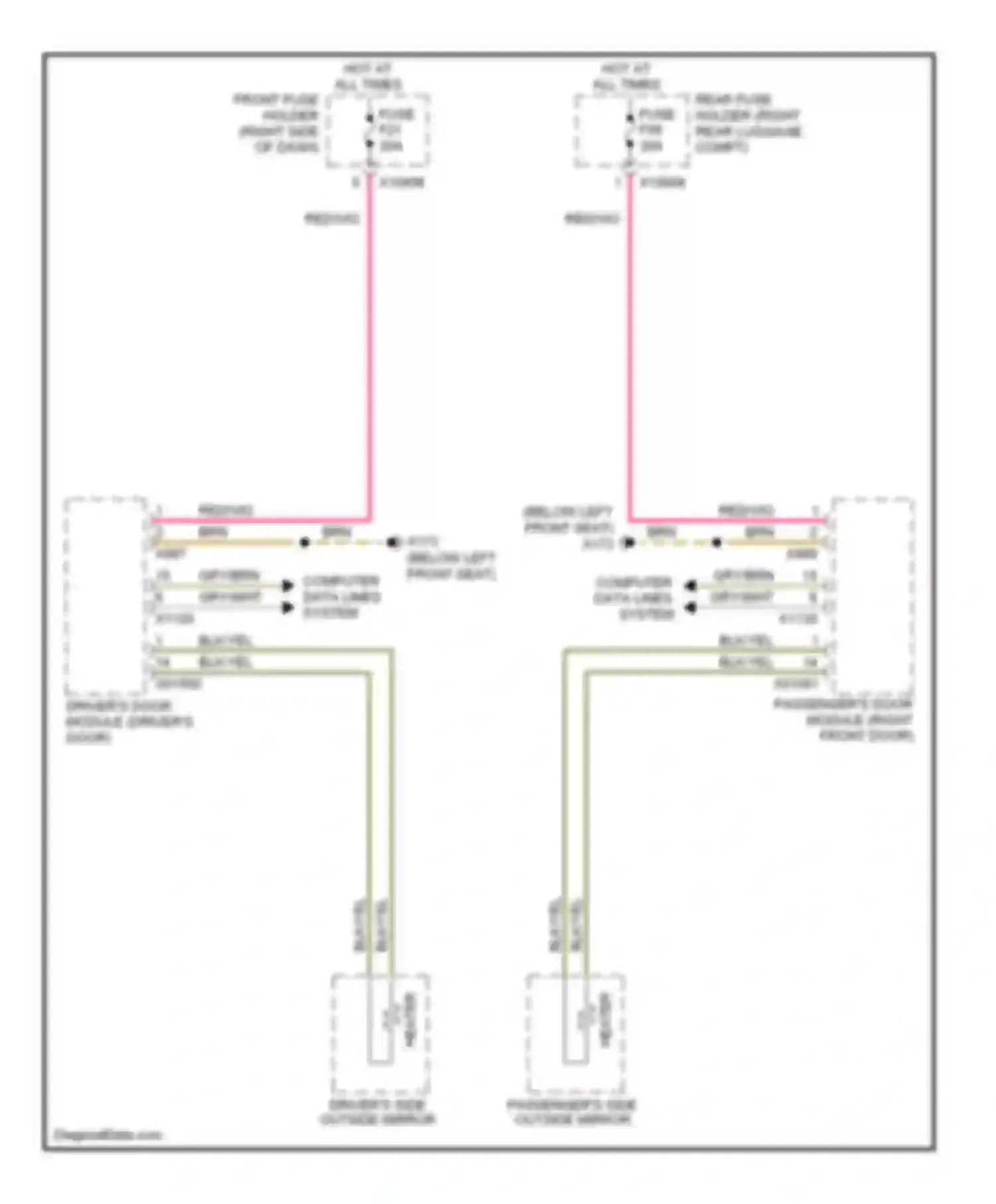 Wiring diagram passenger's side outside mirror for BMW 7 series E65/E66 (2001-2005) (2 of 4)