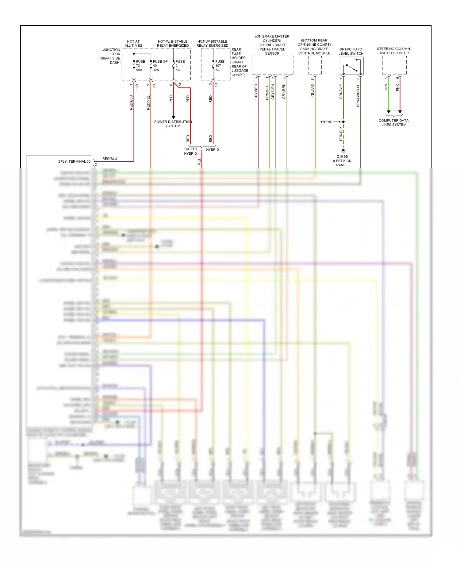 BMW 7 series F01/F02 facelift (2012-2015) computer data lines system (left kick panel) wiring diagram  (1 of 1)