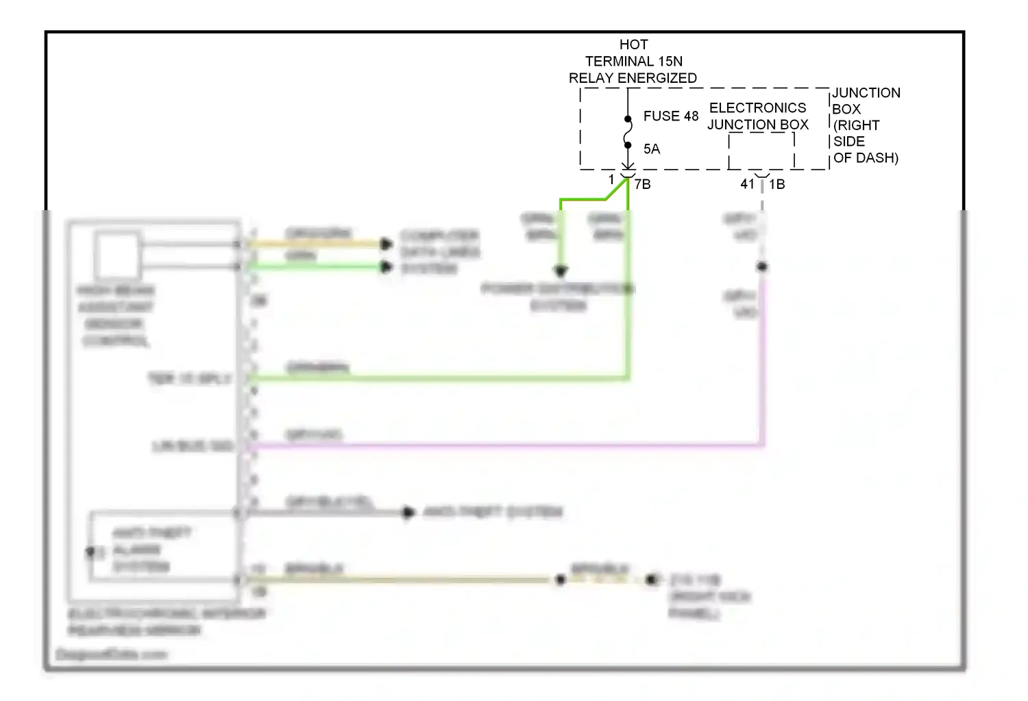 Wiring diagram high beam assistant sensor, control for BMW 7 series F01/F02 facelift (2012-2015) (3 of 3)