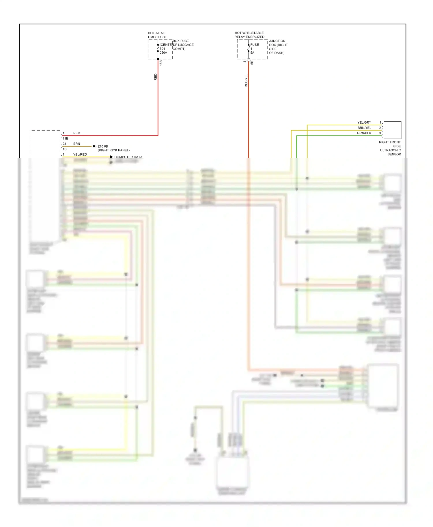 Wiring diagram left front side ultrasonic sensor for BMW 7 series F01/F02 facelift (2012-2015) (1 of 1)