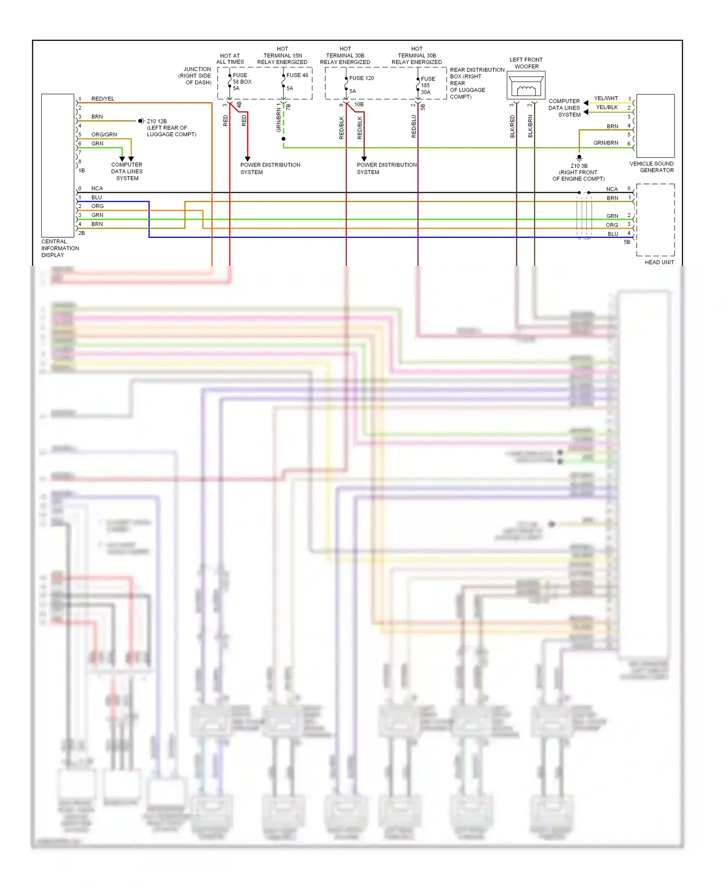 Wiring diagram left front tweeter for BMW 7 series F01/F02 facelift (2012-2015) (1 of 2)