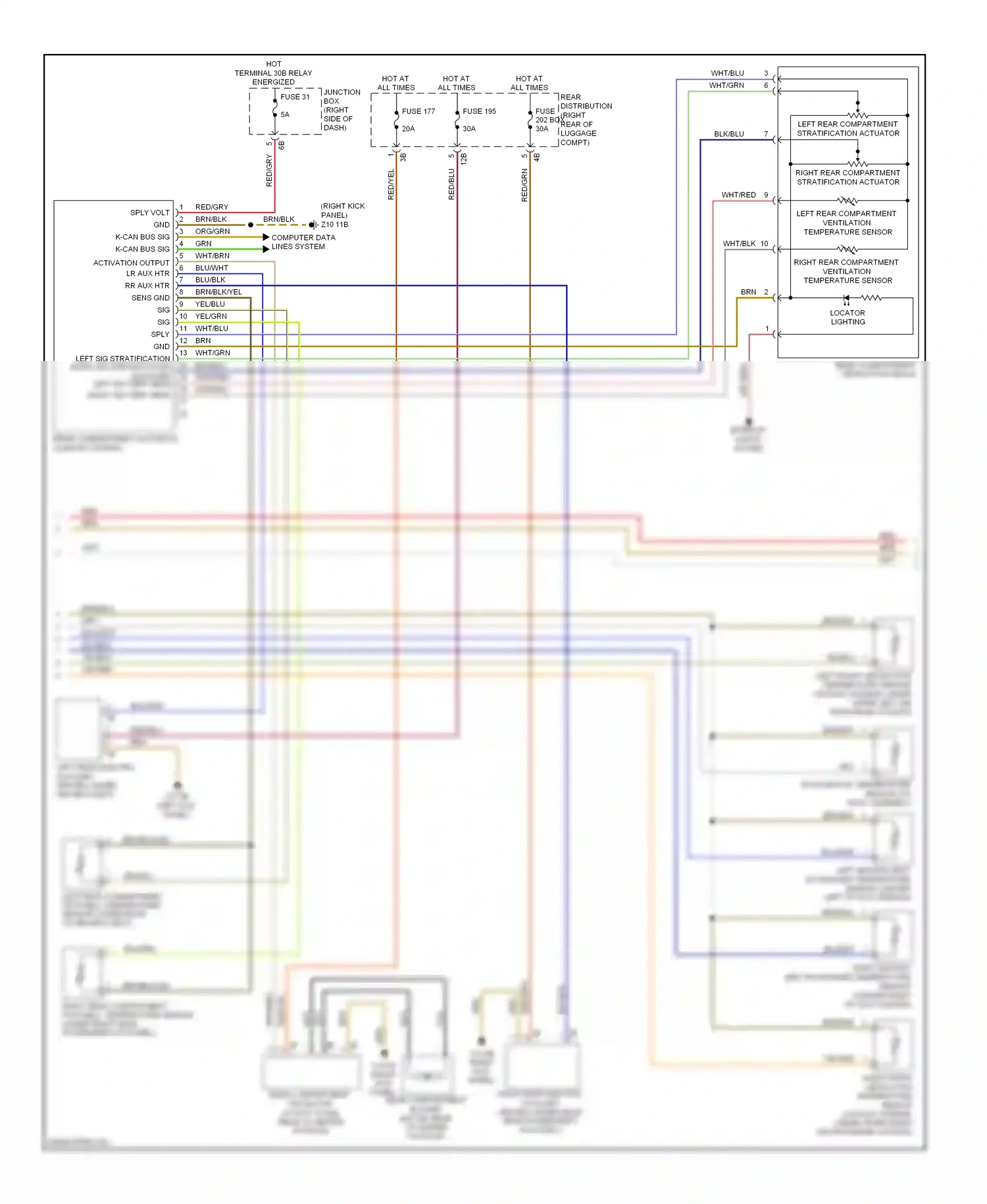 Wiring diagram rear compartment automatic climate control for BMW 7 series F01/F02 facelift (2012-2015) (1 of 6)