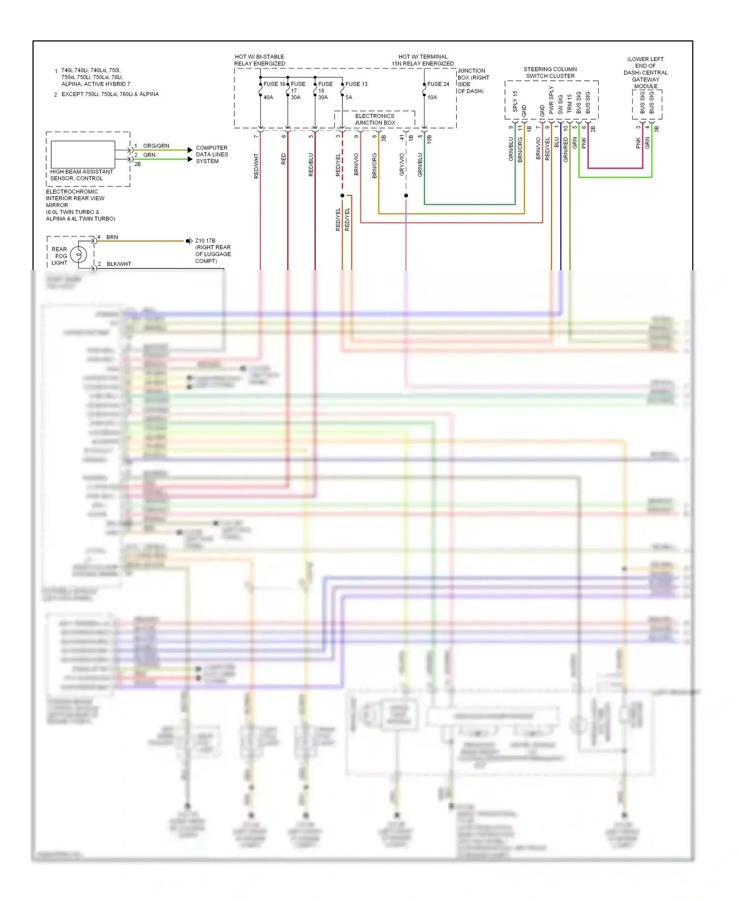 Wiring diagram right inner tail light for BMW 7 series F01/F02 facelift (2012-2015) (2 of 2)