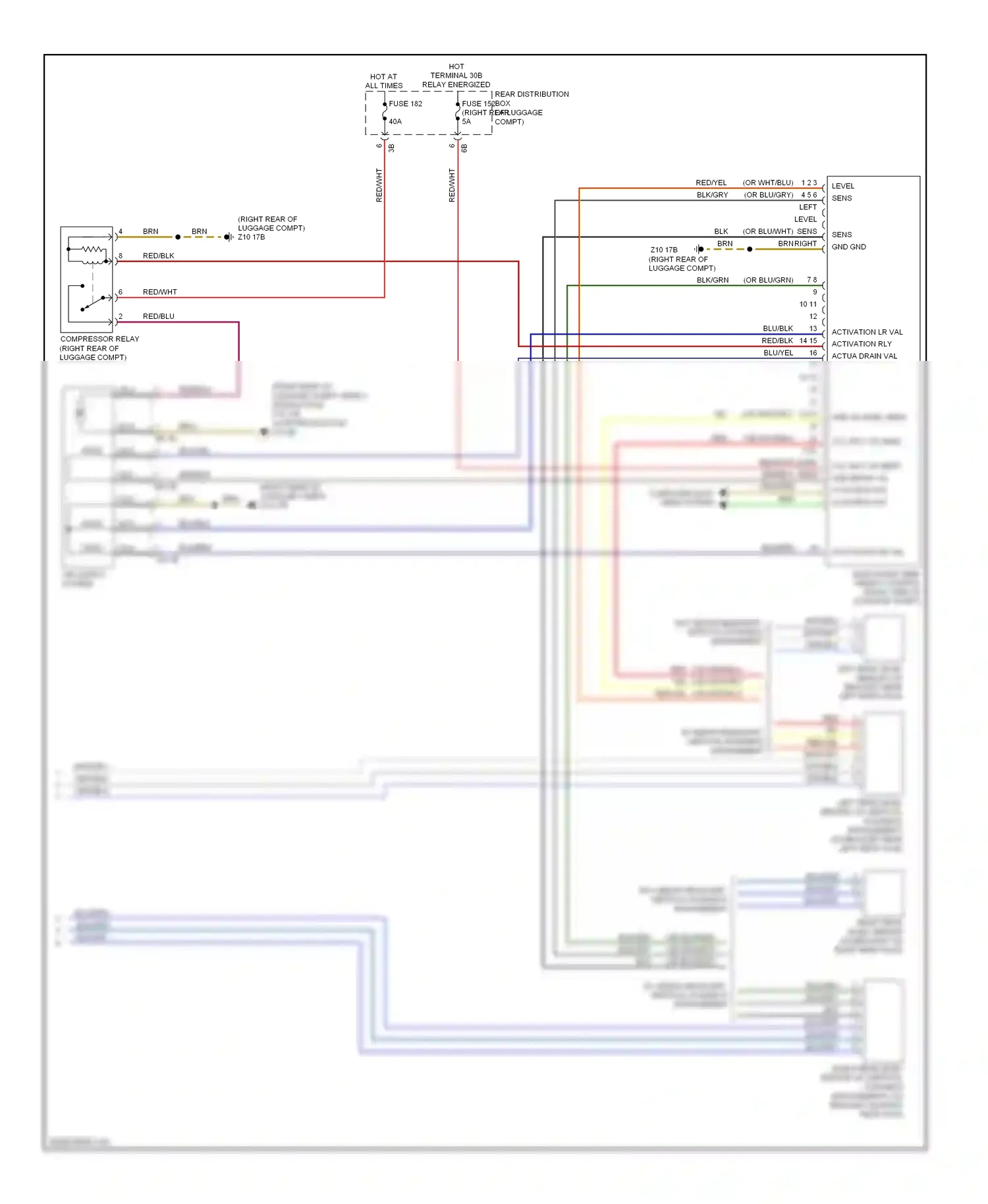Wiring diagram right rear level sensor (w/ vertical dynamics for BMW 7 series F01/F02 facelift (2012-2015) (1 of 1)