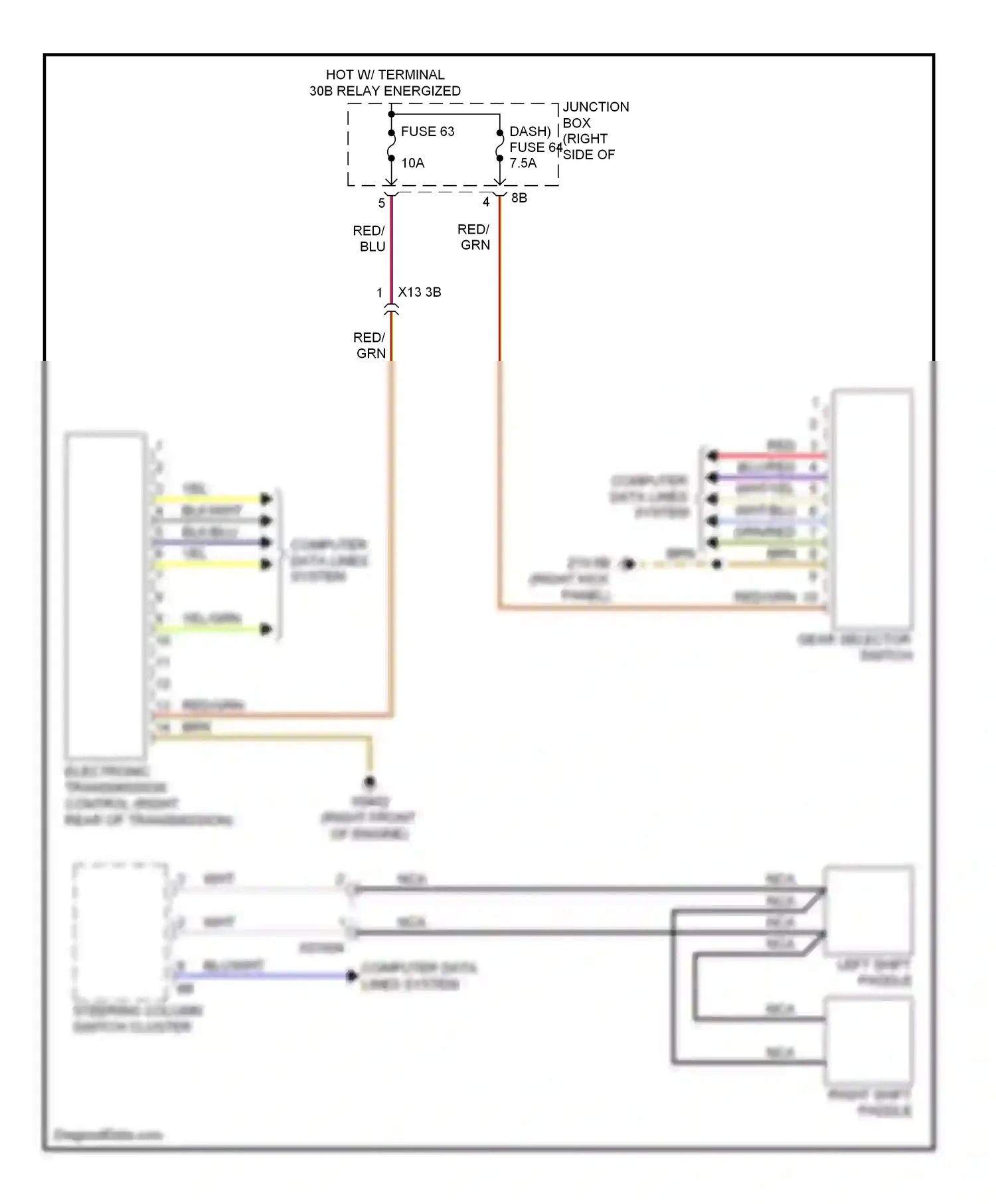 Wiring diagram right shift paddle for BMW 7 series F01/F02 facelift (2012-2015) (1 of 2)