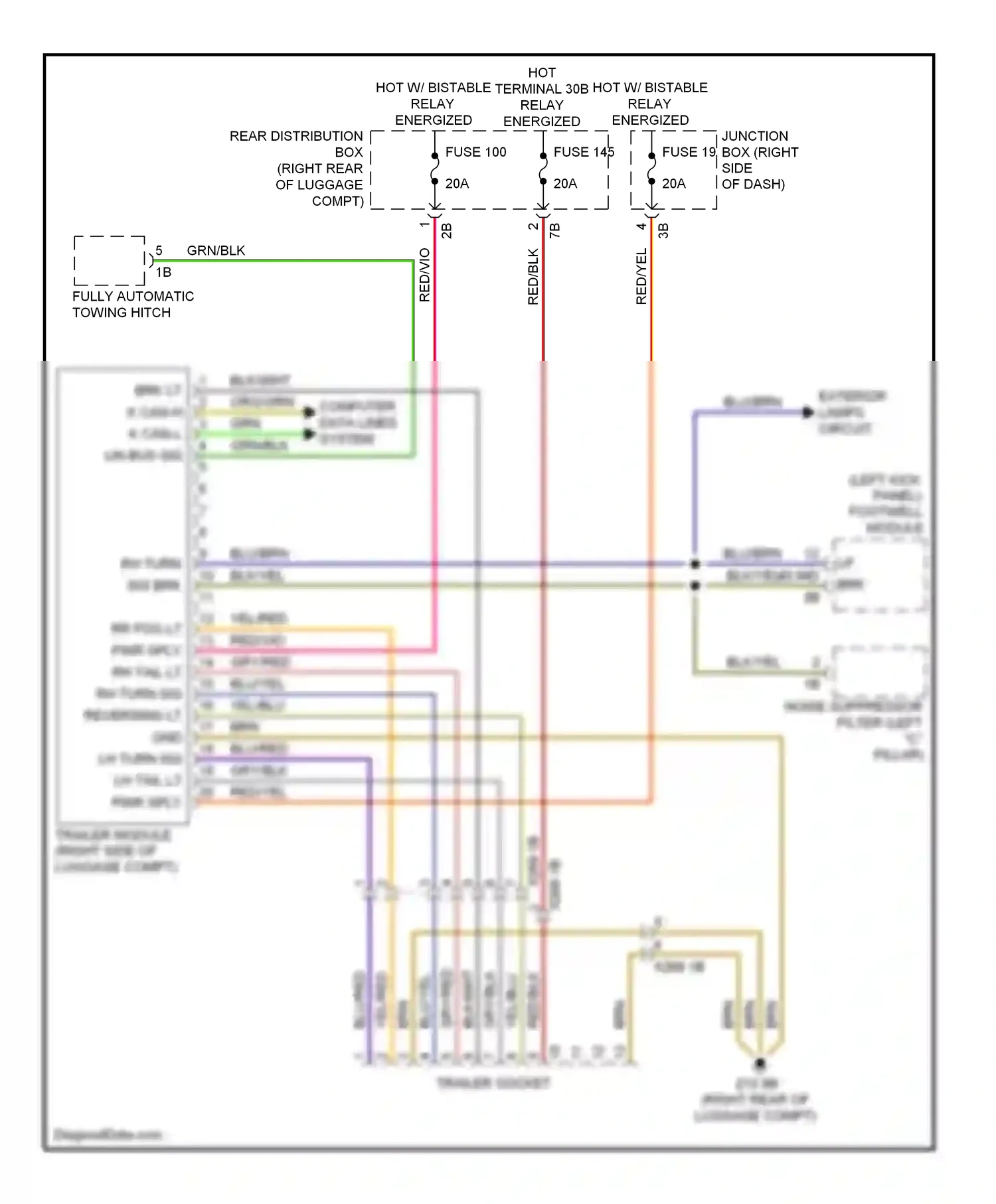 Wiring diagram trailer socket for BMW 7 series F01/F02 facelift (2012-2015) (2 of 2)