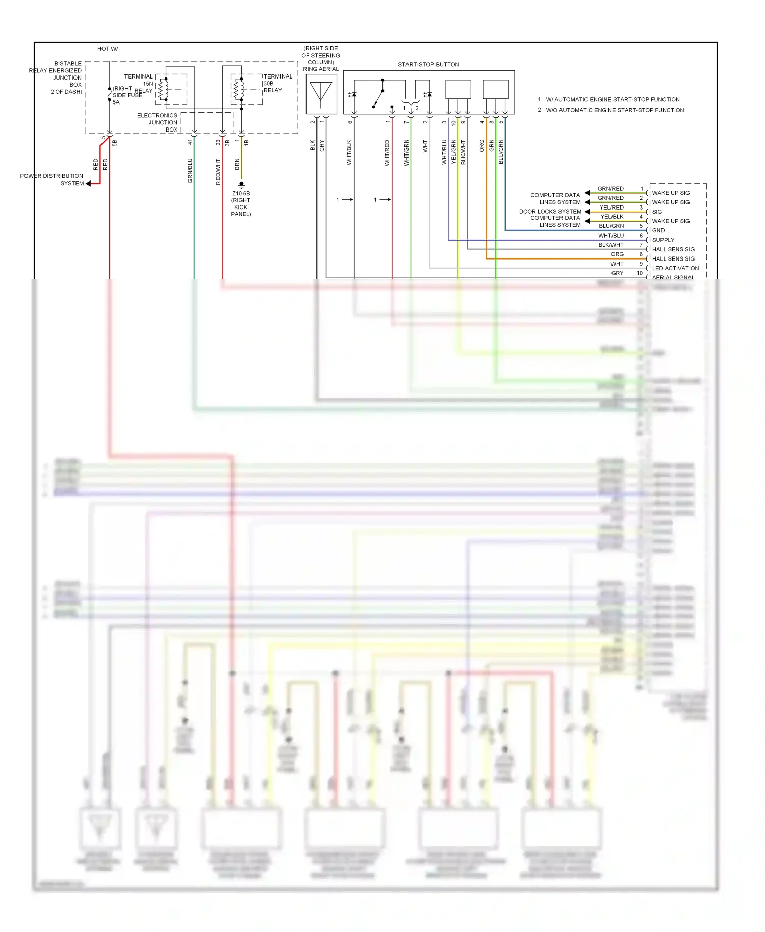 Wiring diagram w/ automatic engine start-stop function w/o automatic engine start-stop function for BMW 7 series F01/F02 facelift (2012-2015) (1 of 1)