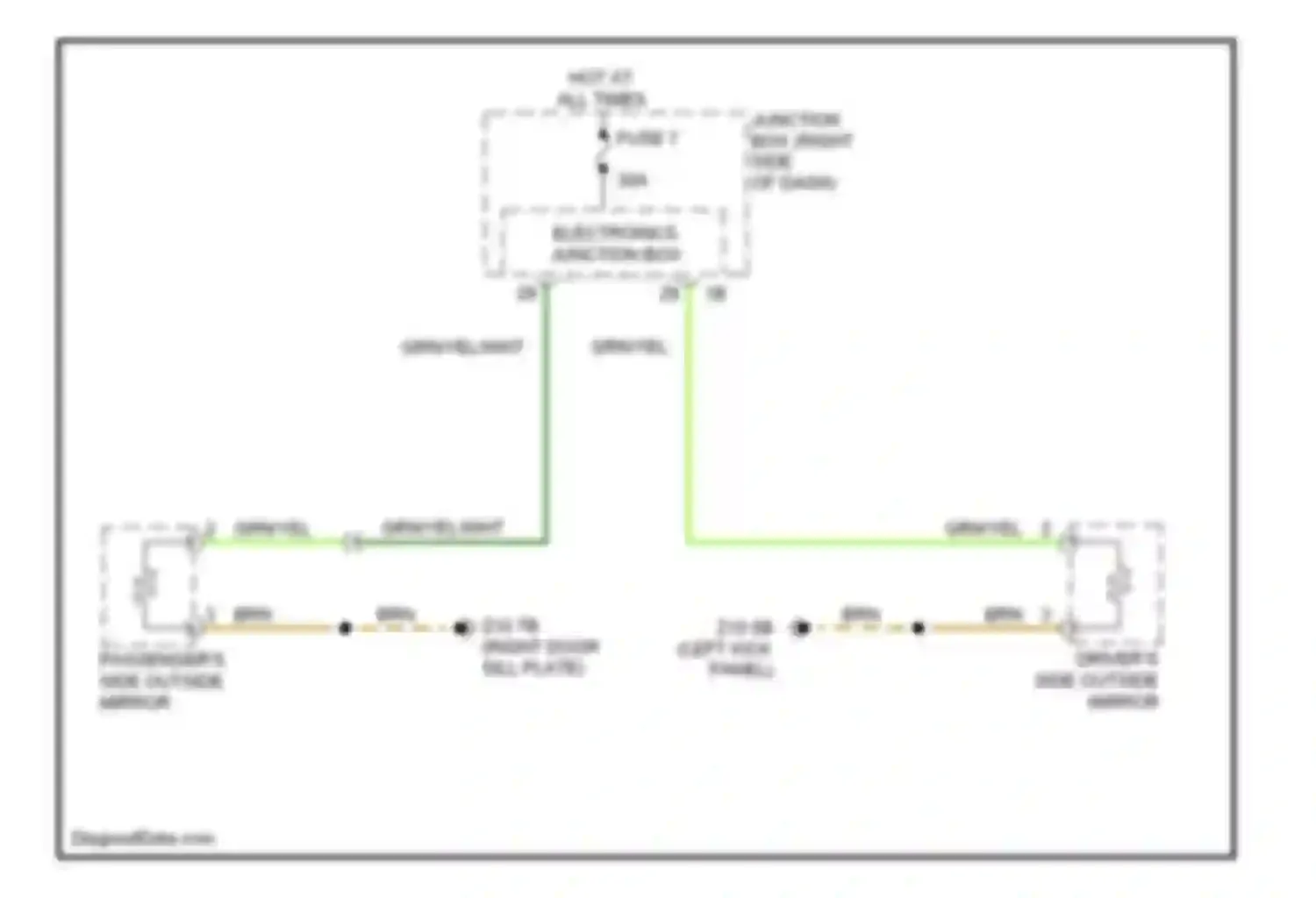 7 series BMW F01/F02 (2008-2012): Heated mirrors circuit, without lin bus function