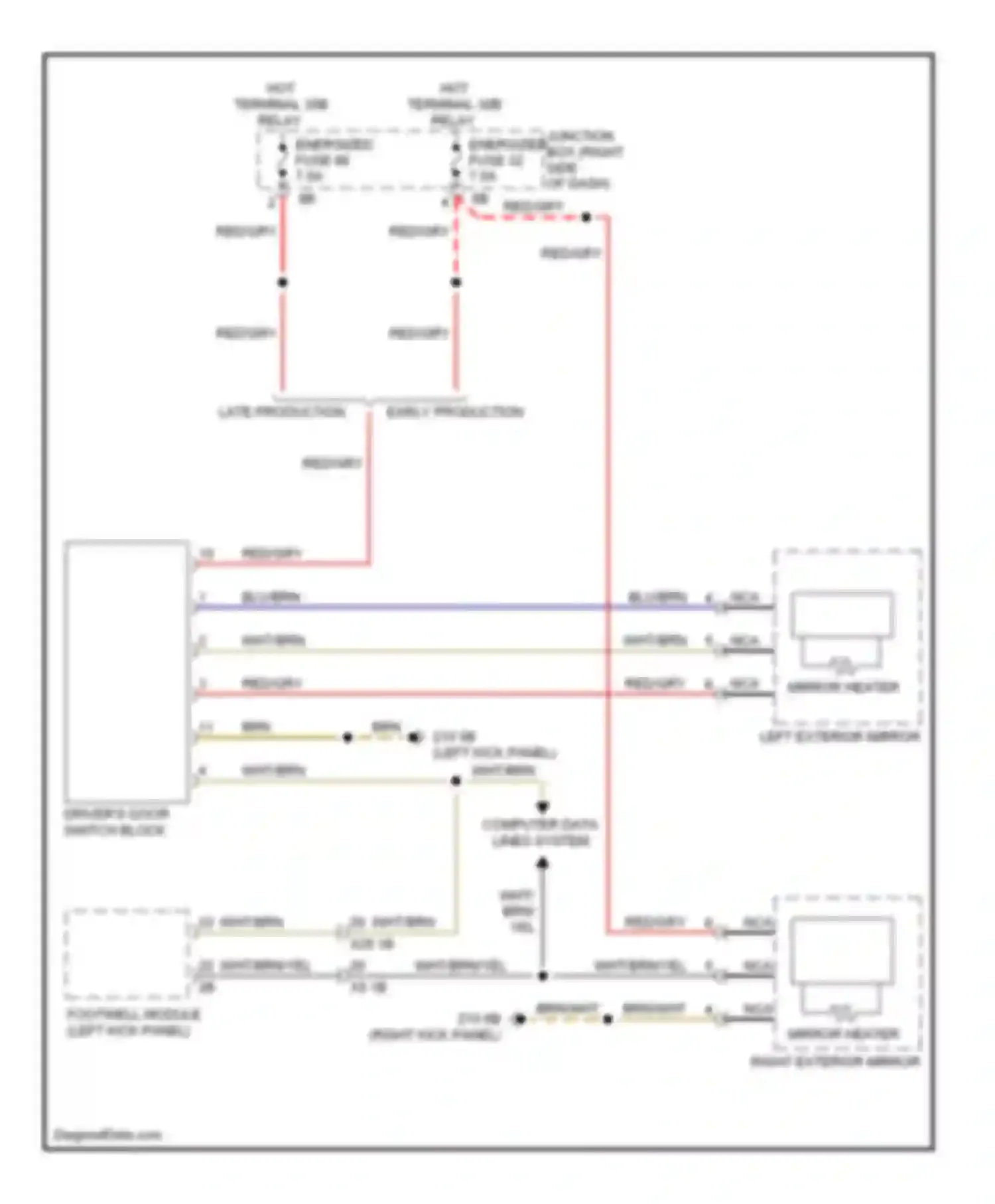 7 series BMW F01/F02 (2008-2012): Heated mirrors circuit