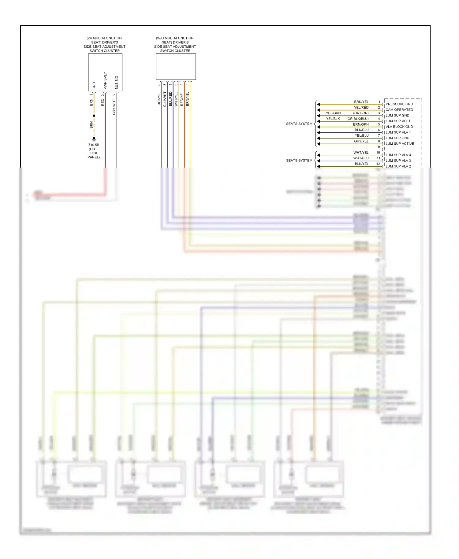 Wiring diagram back angle headrest back head back width for BMW 7 series F01/F02 (2008-2012) (1 of 2)