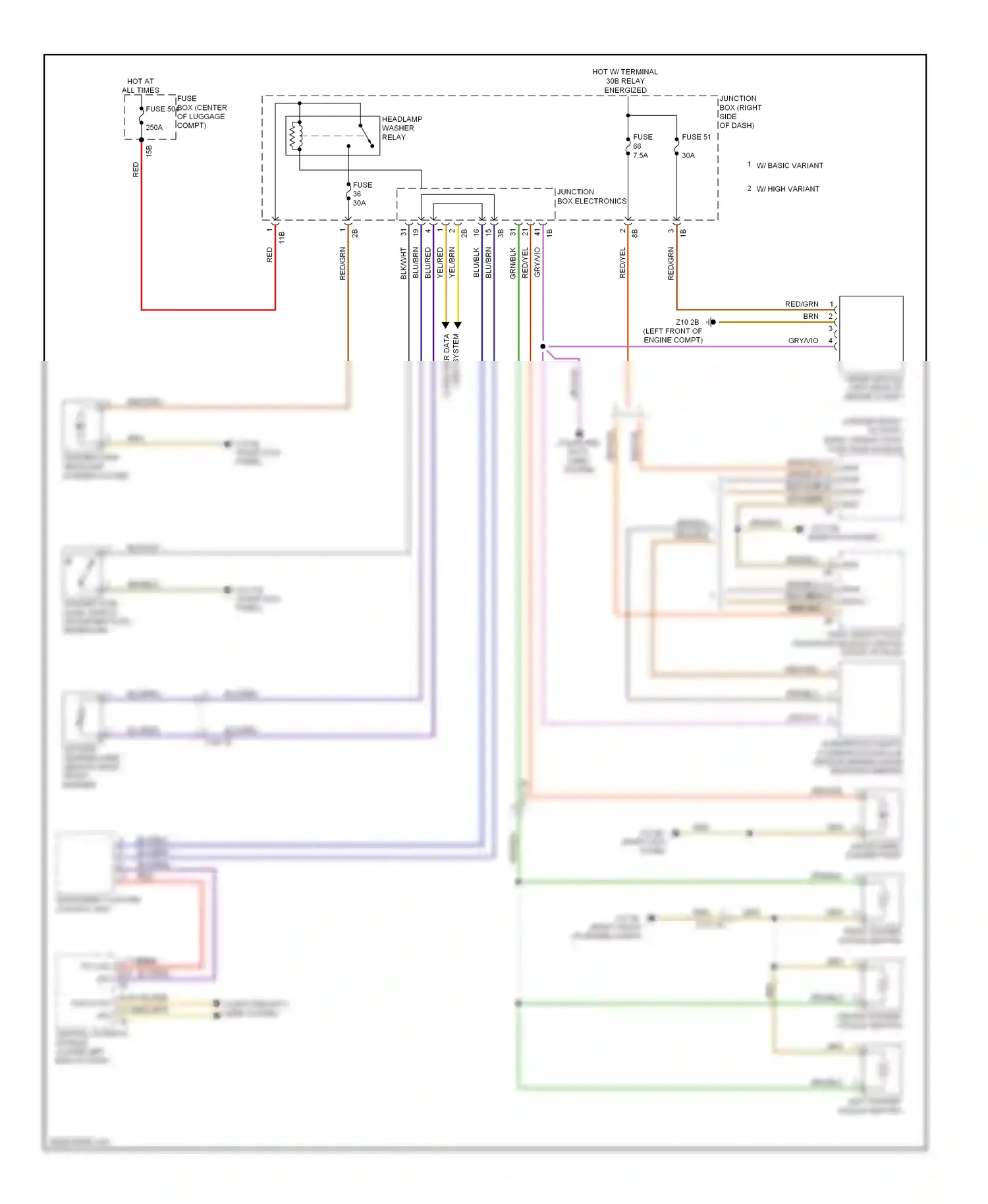 Wiring diagram basic variant roof functions module for BMW 7 series F01/F02 (2008-2012) (6 of 6)