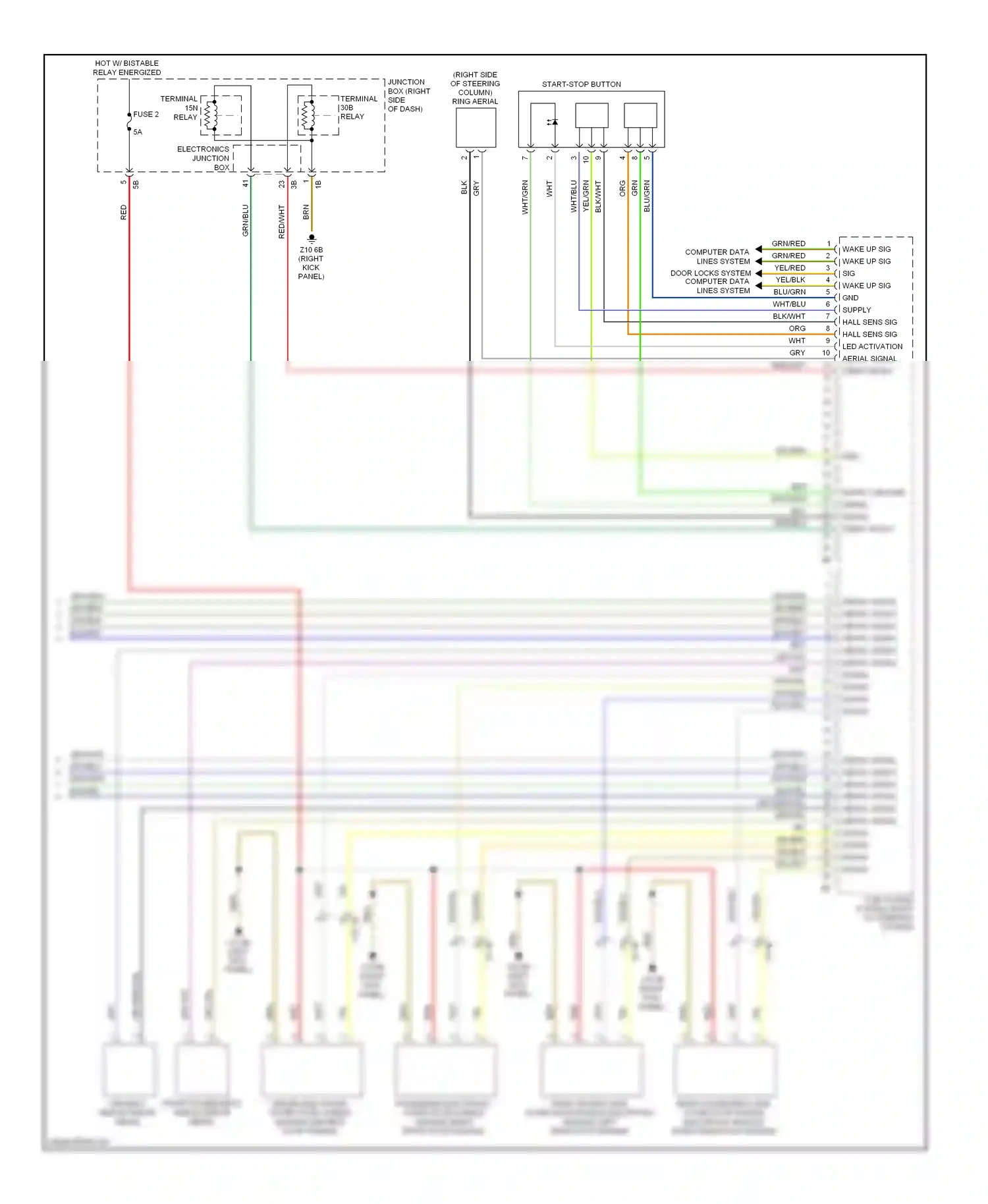 Wiring diagram door locks system computer data lines system for BMW 7 series F01/F02 (2008-2012) (1 of 1)