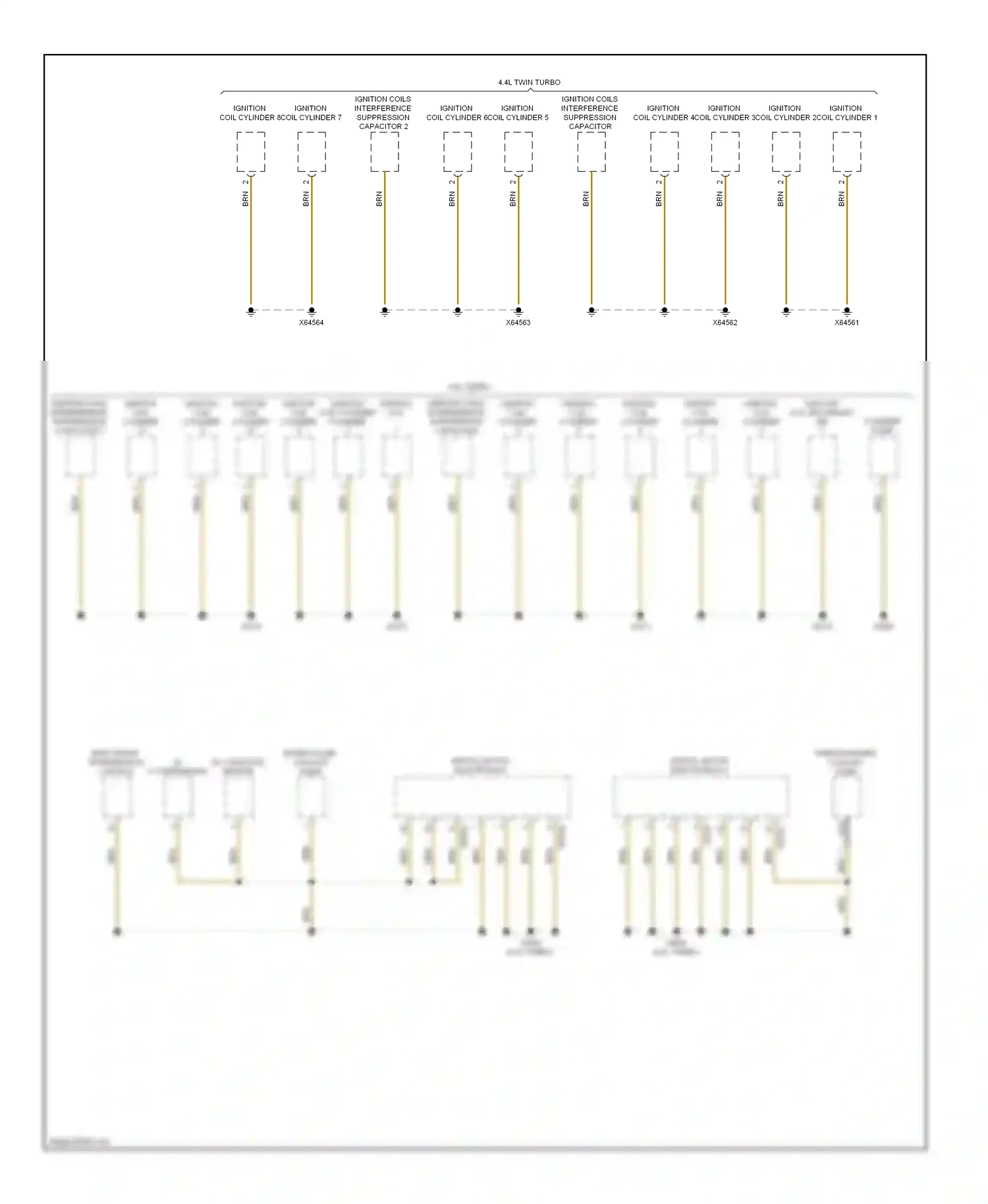 Wiring diagram ignition coils interference suppression capacitor 2 for BMW 7 series F01/F02 (2008-2012) (1 of 2)