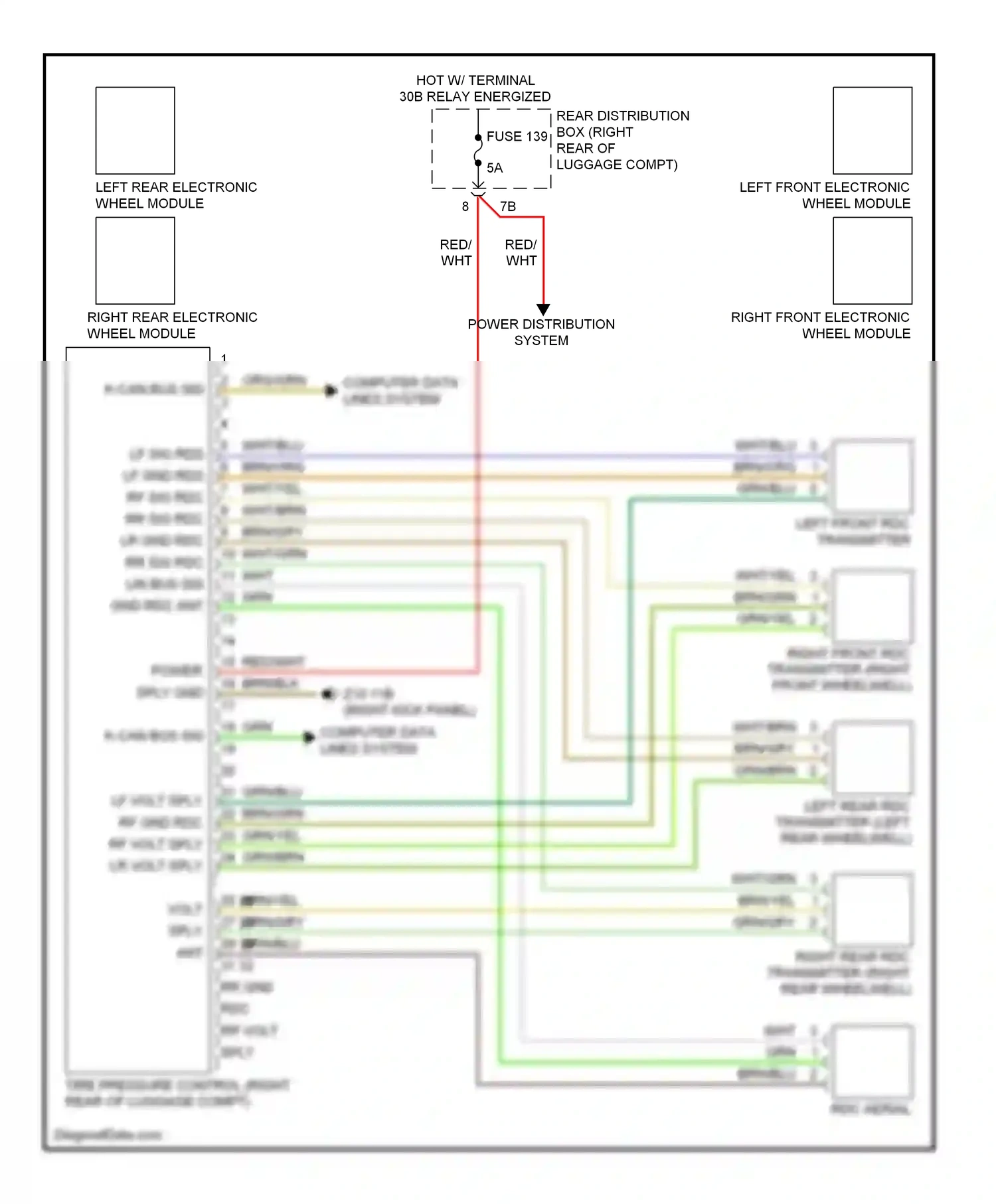 Wiring diagram left front electronic wheel module for BMW 7 series F01/F02 (2008-2012) (1 of 1)