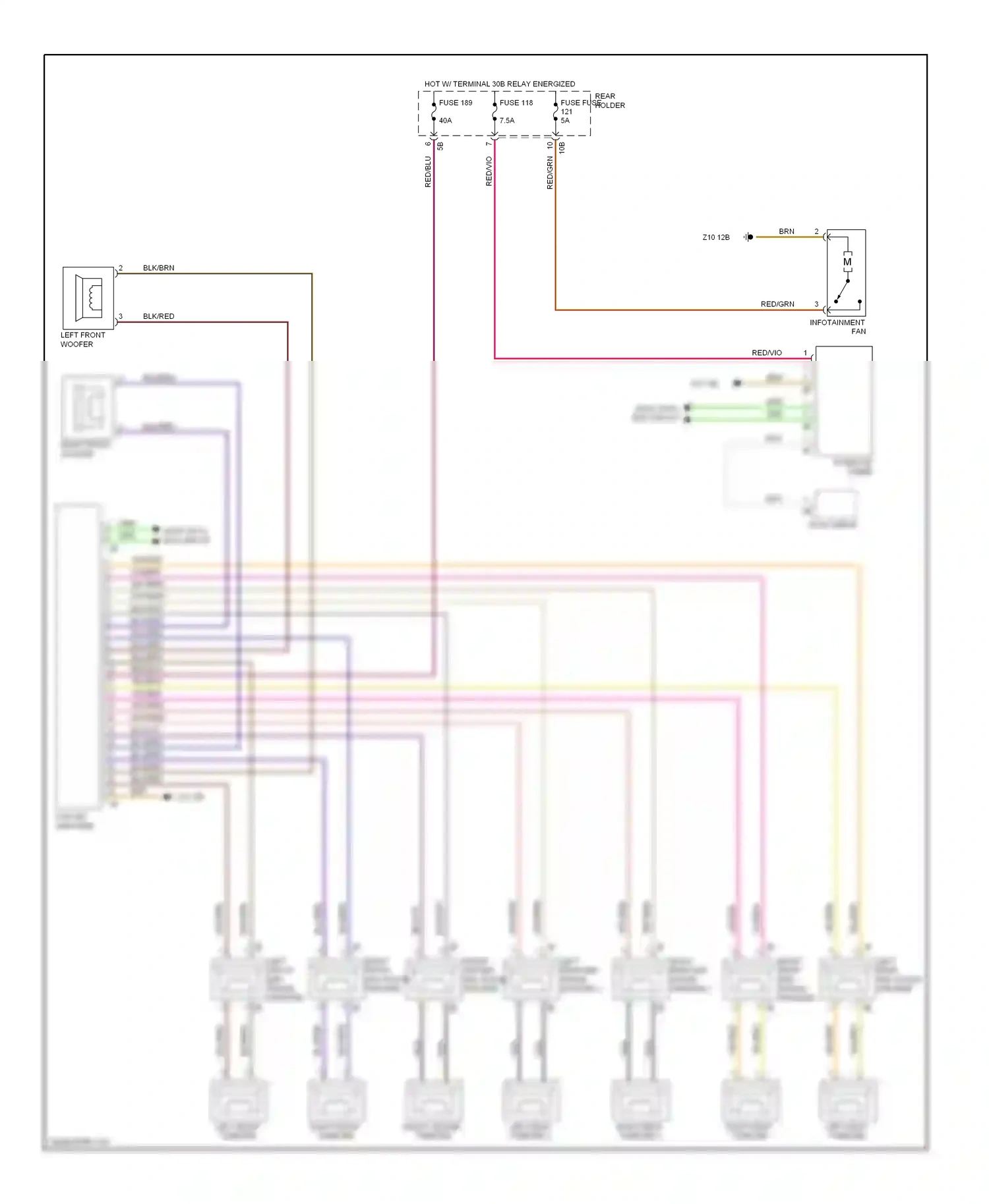 Wiring diagram left rear mid-range speaker for BMW 7 series F01/F02 (2008-2012) (1 of 2)