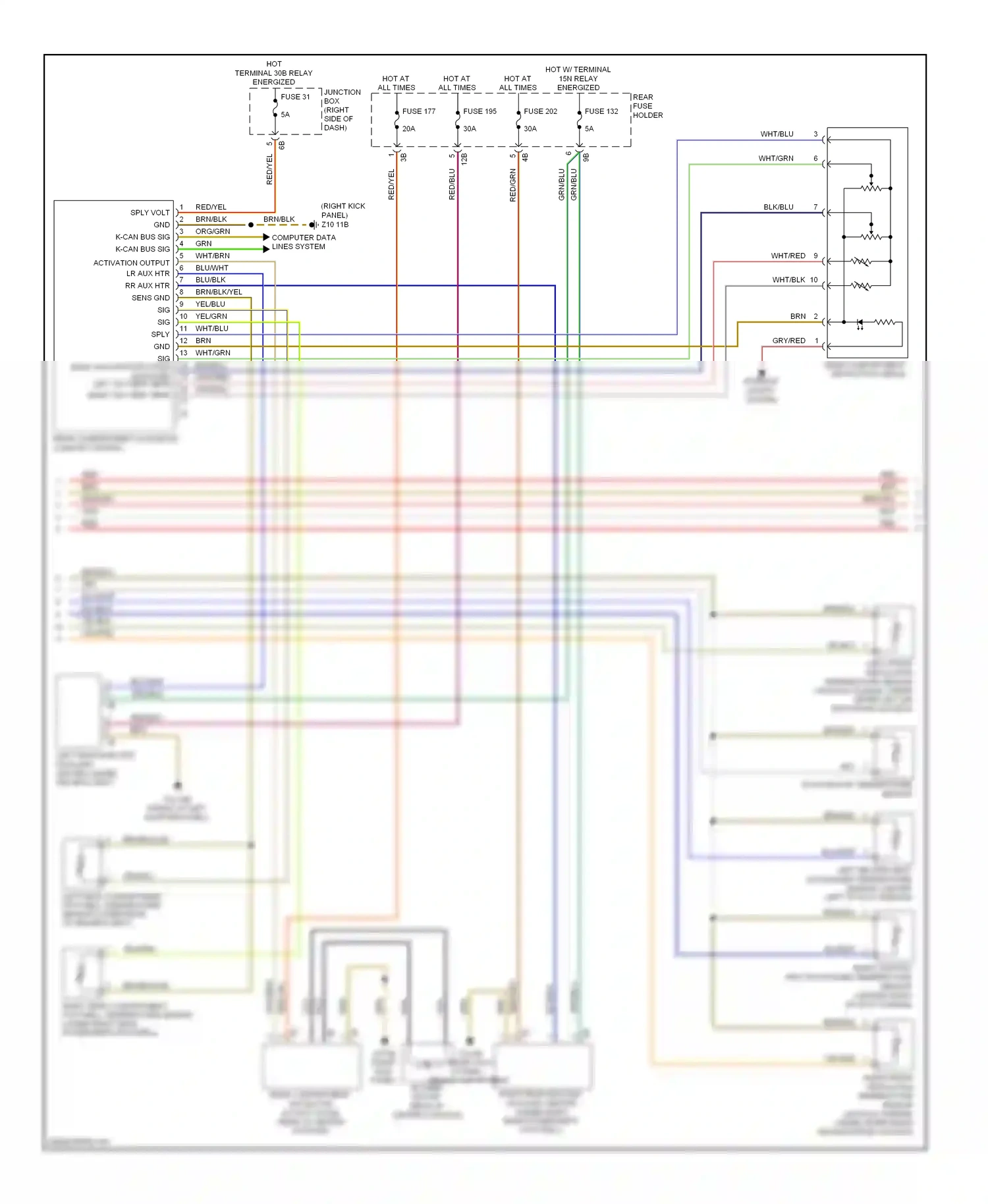 Wiring diagram rear compartment automatic climate control for BMW 7 series F01/F02 (2008-2012) (1 of 7)