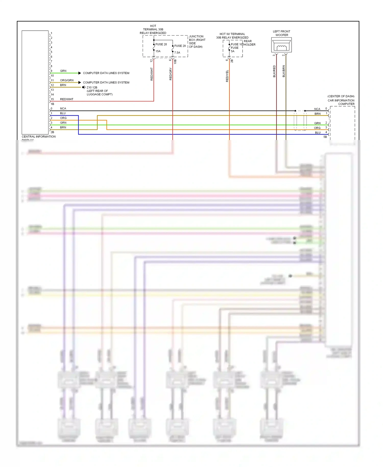 Wiring diagram right front mid-range speaker for BMW 7 series F01/F02 (2008-2012) (6 of 10)