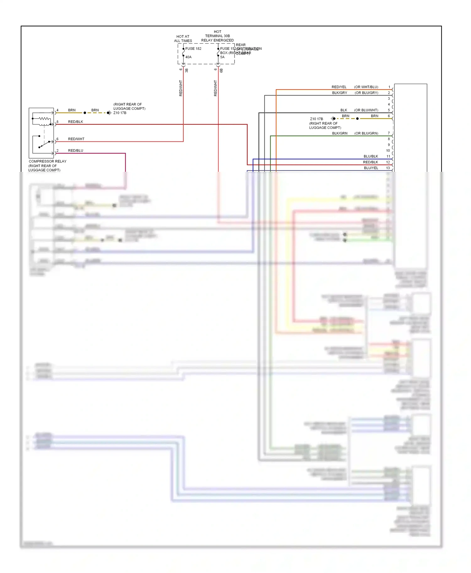 Wiring diagram right rear level sensor for BMW 7 series F01/F02 (2008-2012) (1 of 1)
