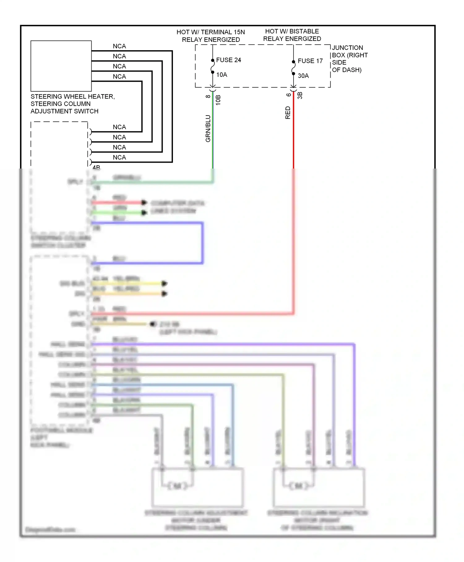 Wiring diagram steering column switch cluster for BMW 7 series F01/F02 (2008-2012) (10 of 15)