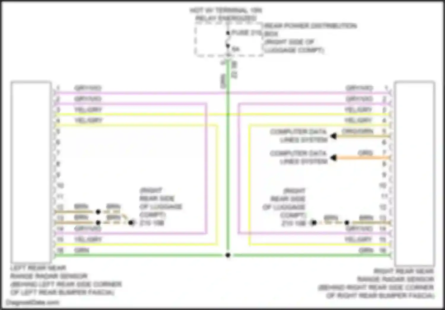Wiring diagram left rear near range radar sensor for BMW 7 series G11/G12 facelift (2019-2023) (2 of 3)
