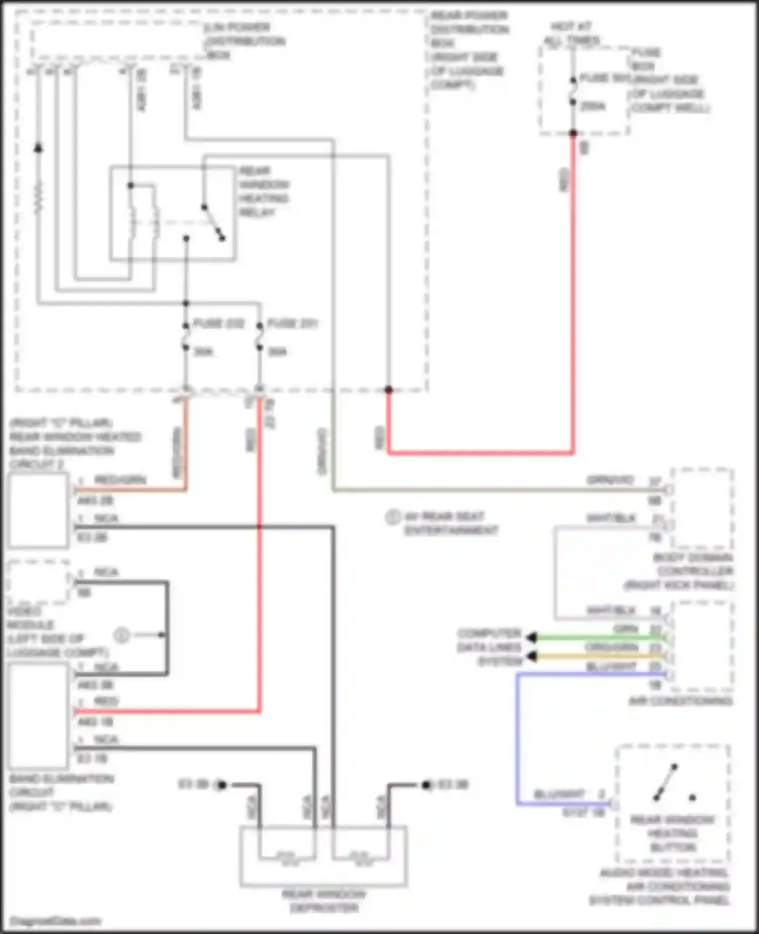 Wiring diagram rear window heating relay for BMW 7 series G11/G12 facelift (2019-2023) (2 of 2)