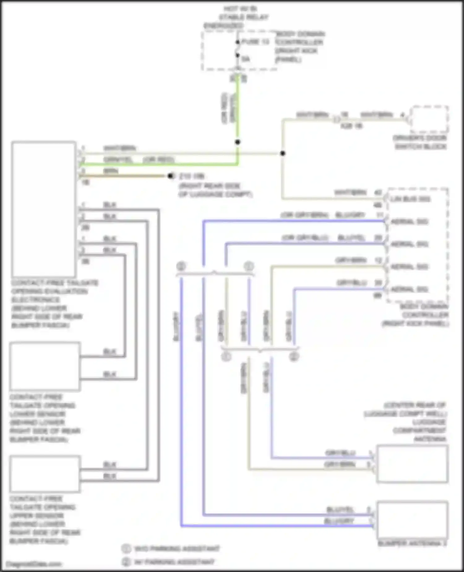 Wiring diagram w/o parking assistant for BMW 7 series G11/G12 facelift (2019-2023) (2 of 2)