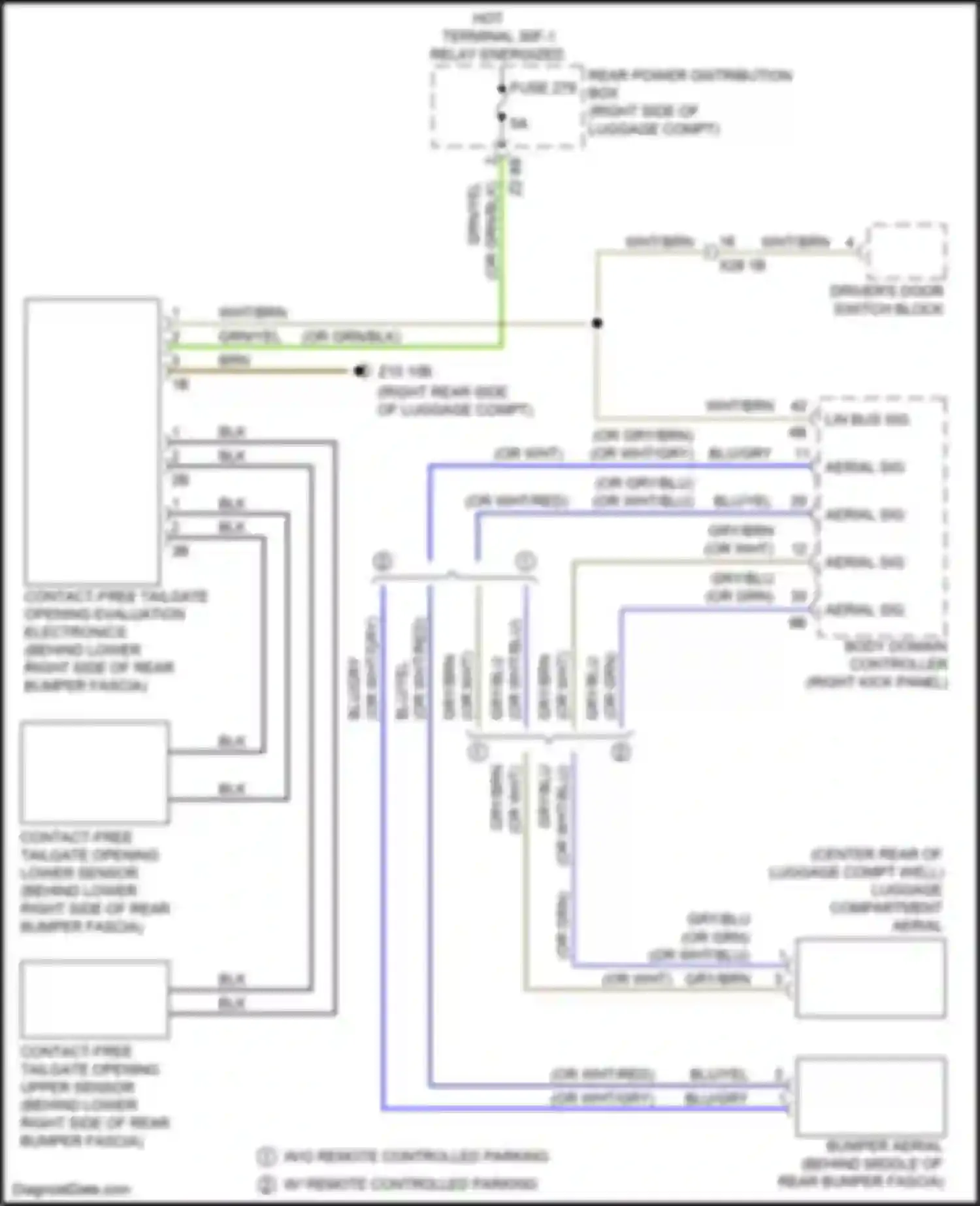 Wiring diagram contact-free tailgate opening lower sensor for BMW 7 series G11/G12 (2015-2019) (1 of 1)