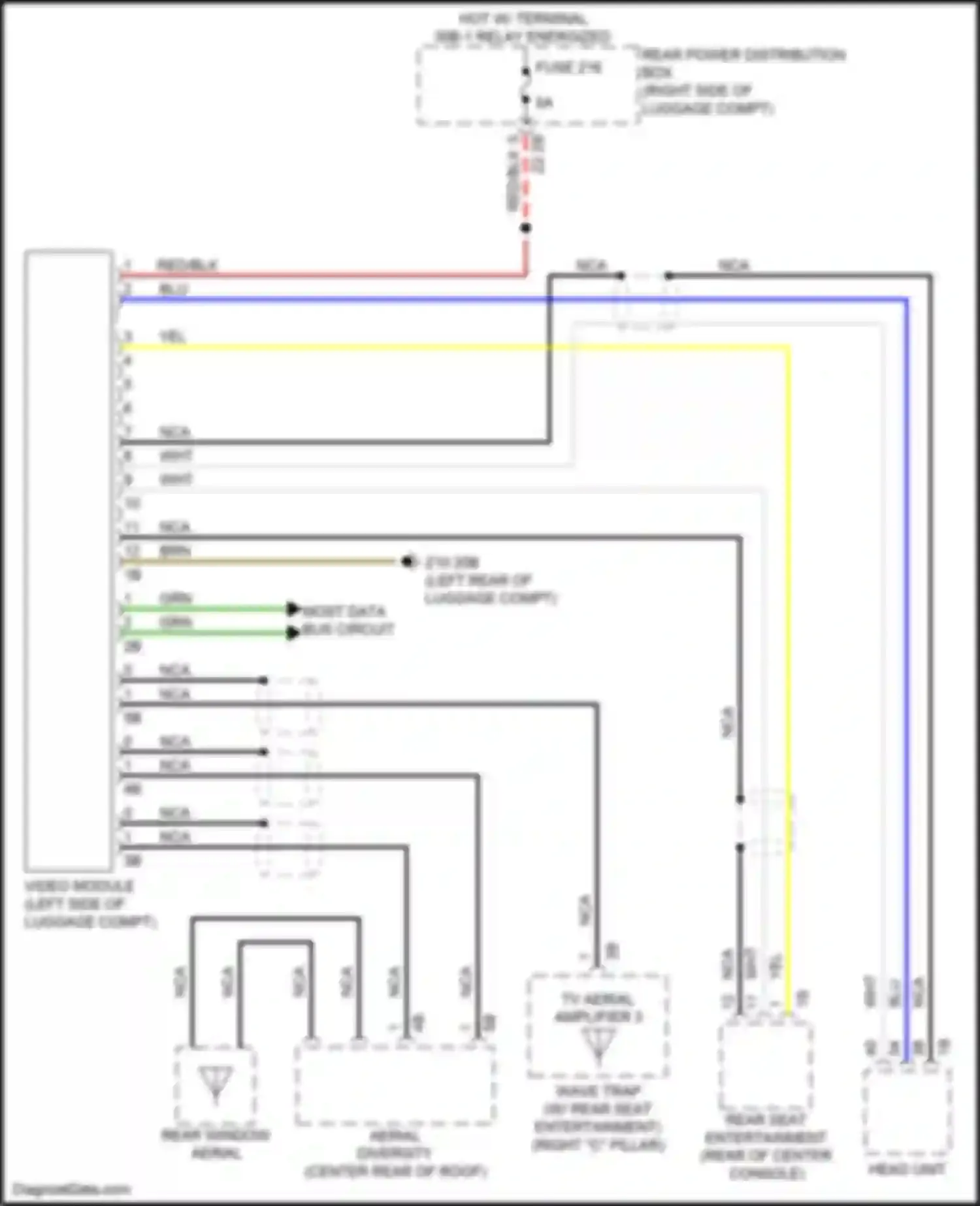 Wiring diagram most data bus circuit for BMW 7 series G11/G12 (2015-2019) (8 of 8)