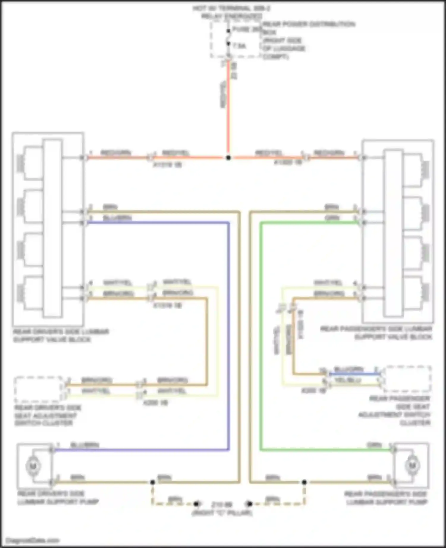 Wiring diagram rear driver's side seat adjustment switch cluster for BMW 7 series G11/G12 (2015-2019) (5 of 5)