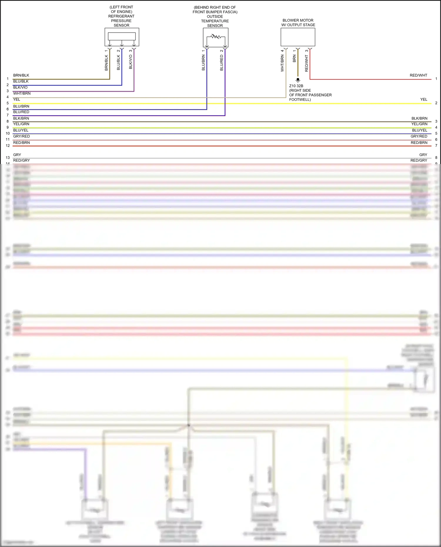 Wiring diagram right front ventilation temperature sensor for BMW 7 series G11/G12 (2015-2019) (1 of 2)