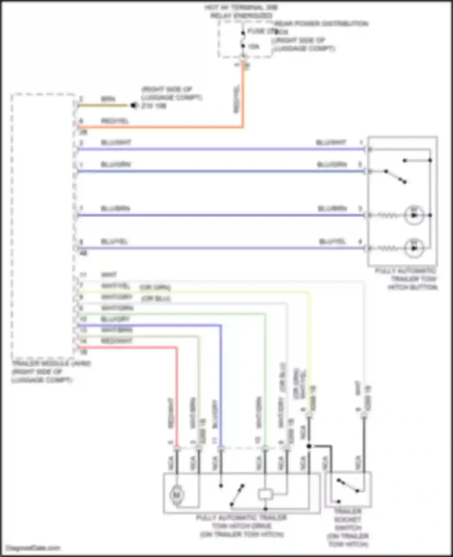 Wiring diagram fully automatic trailer tow hitch button for BMW 7 series G70 (2022-2024) (1 of 1)