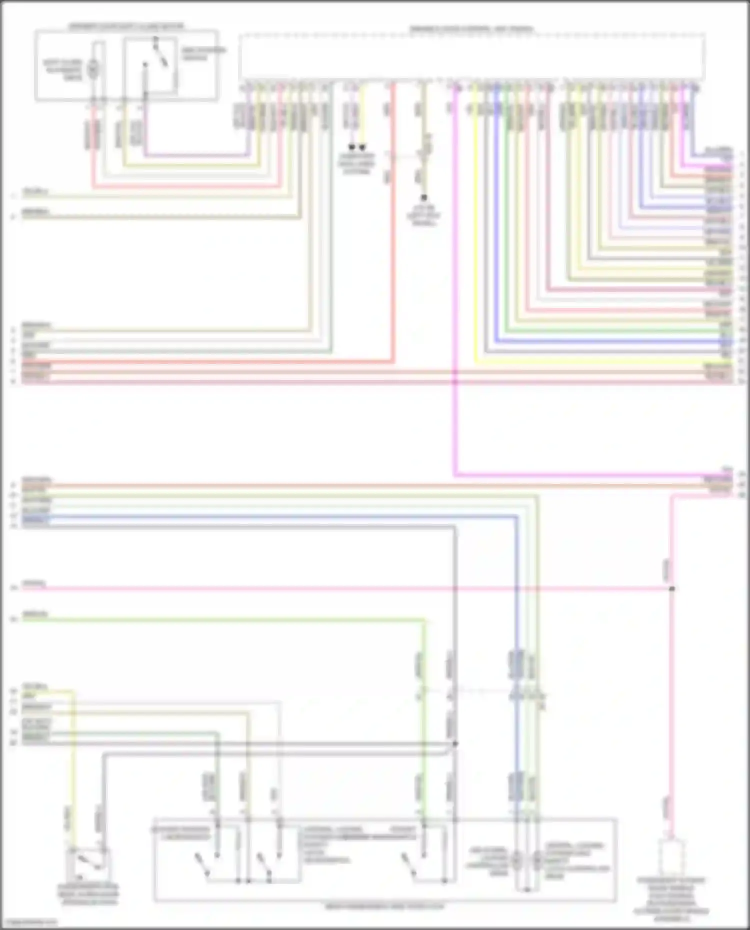 Wiring diagram passenger's side rear outer door opening button for BMW 7 series G70 (2022-2024) (1 of 2)