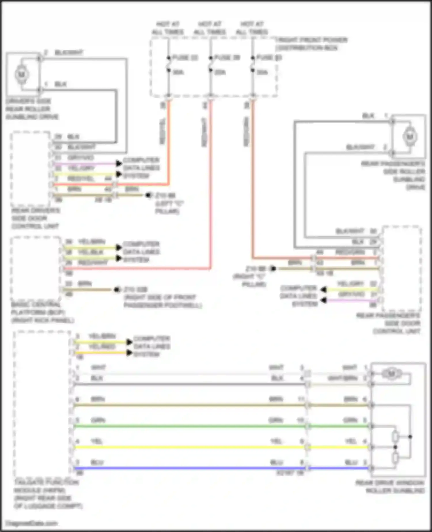 Wiring diagram rear driver's side door control unit for BMW 7 series G70 (2022-2024) (5 of 5)