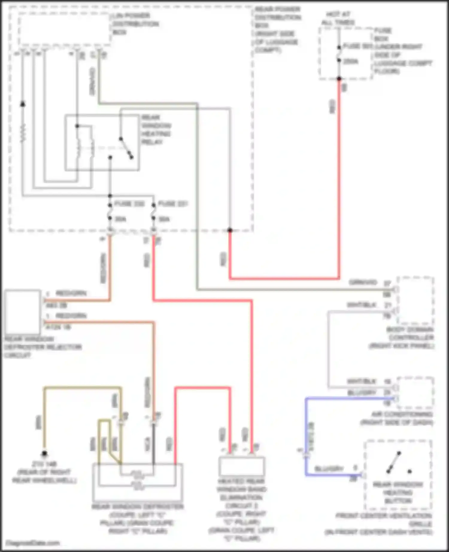 Wiring diagram rear window heating relay for BMW 8 series Gran Coupe G16 facelift (2022-2024) (2 of 2)