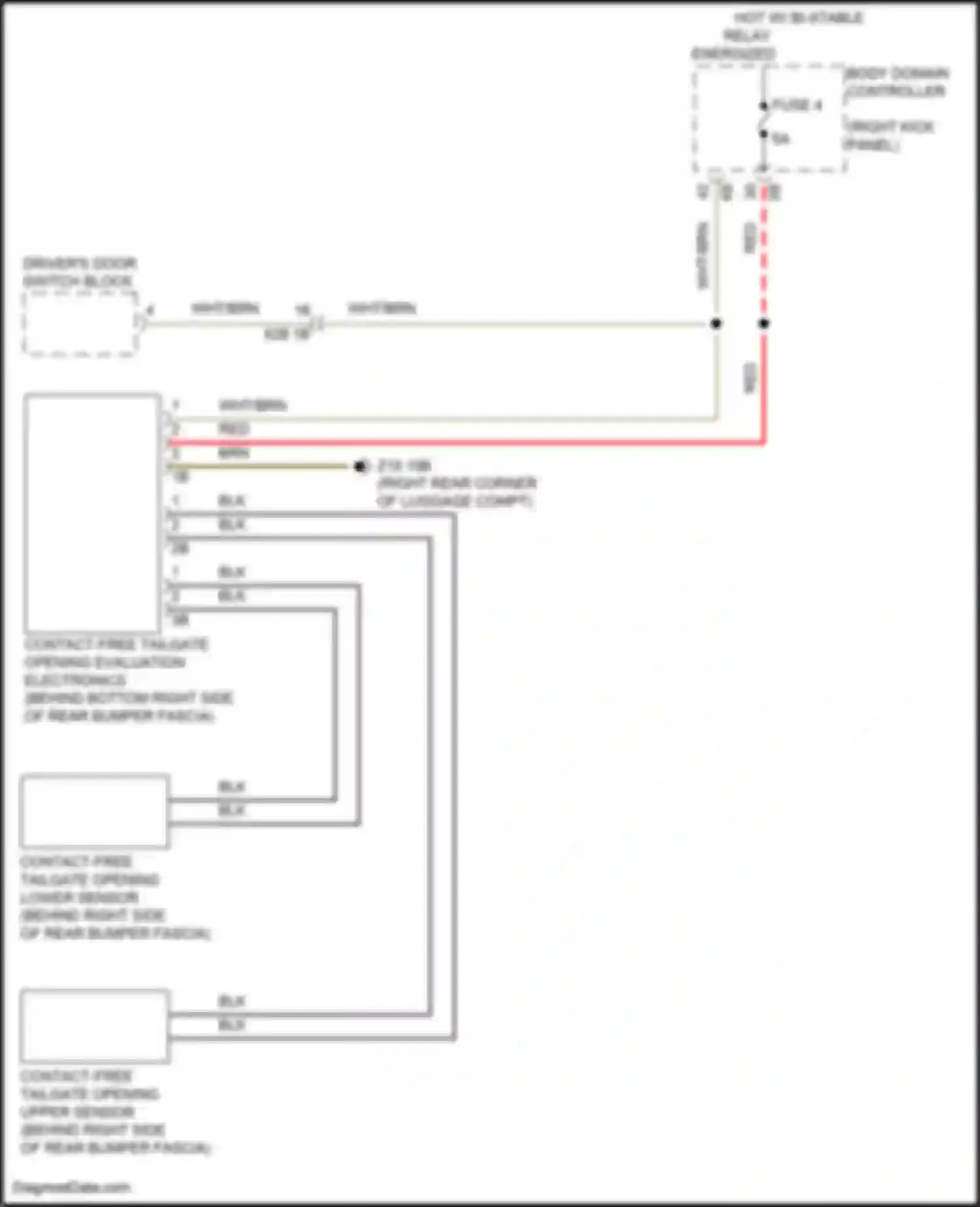 Wiring diagram contact-free tailgate opening lower sensor for BMW 8 series G14/G15 facelift (2022-2024) (1 of 1)