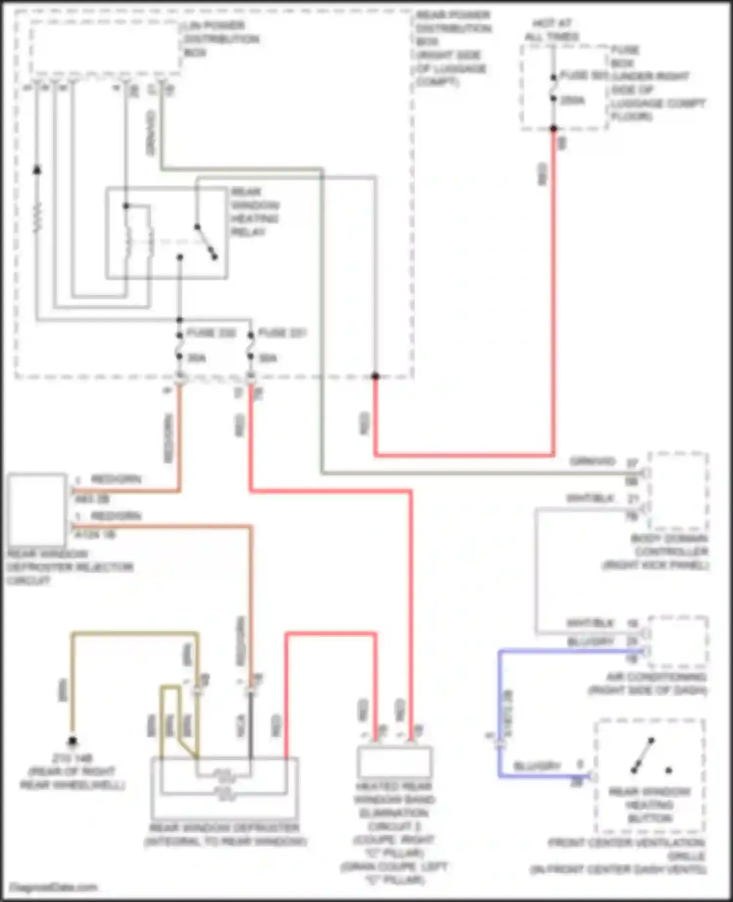 Wiring diagram rear window defroster rejector circuit for BMW 8 series G14/G15 facelift (2022-2024) (1 of 1)