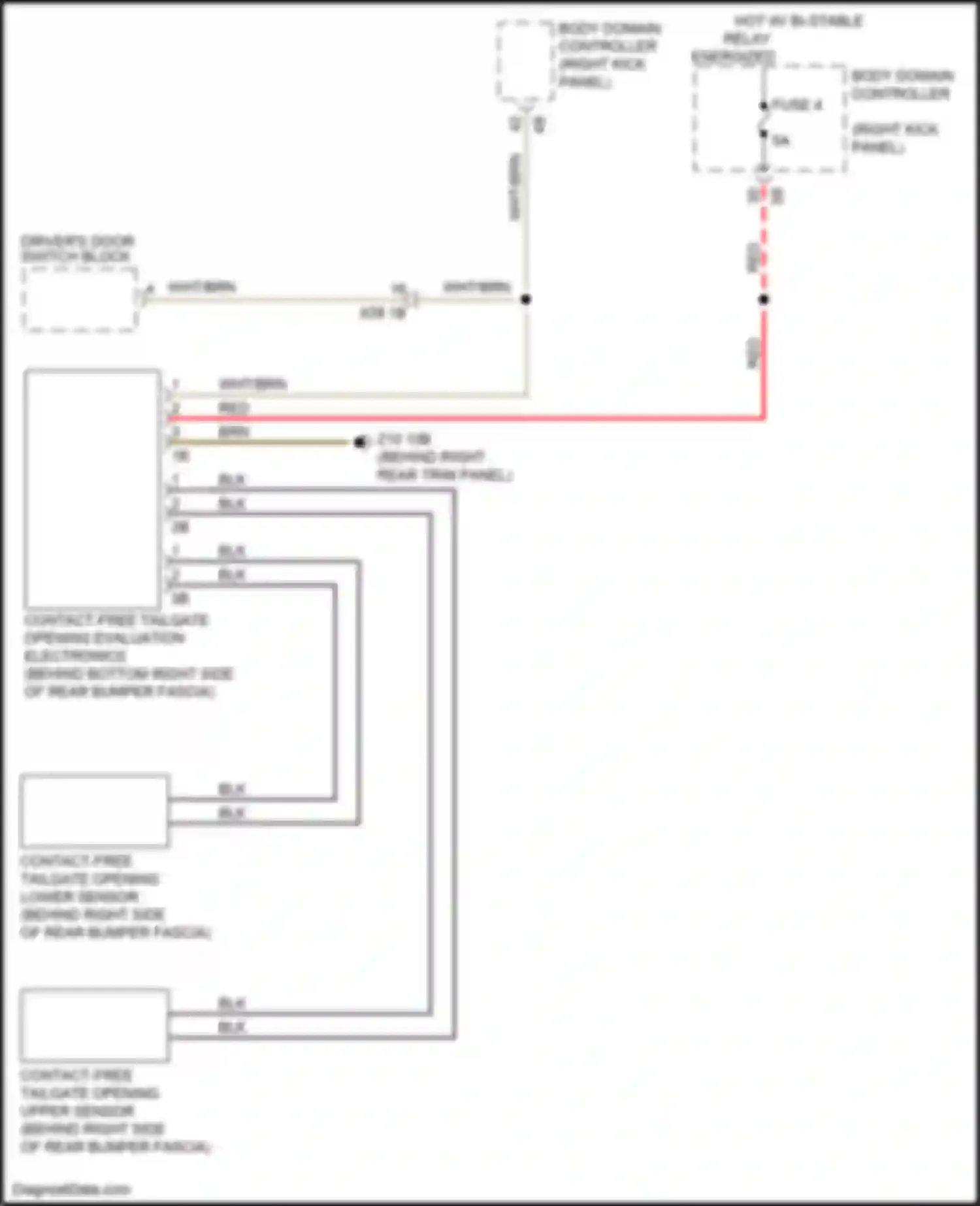 Wiring diagram contact-free tailgate opening upper sensor for BMW 8 series G14/G15 (2018-2022) (1 of 1)