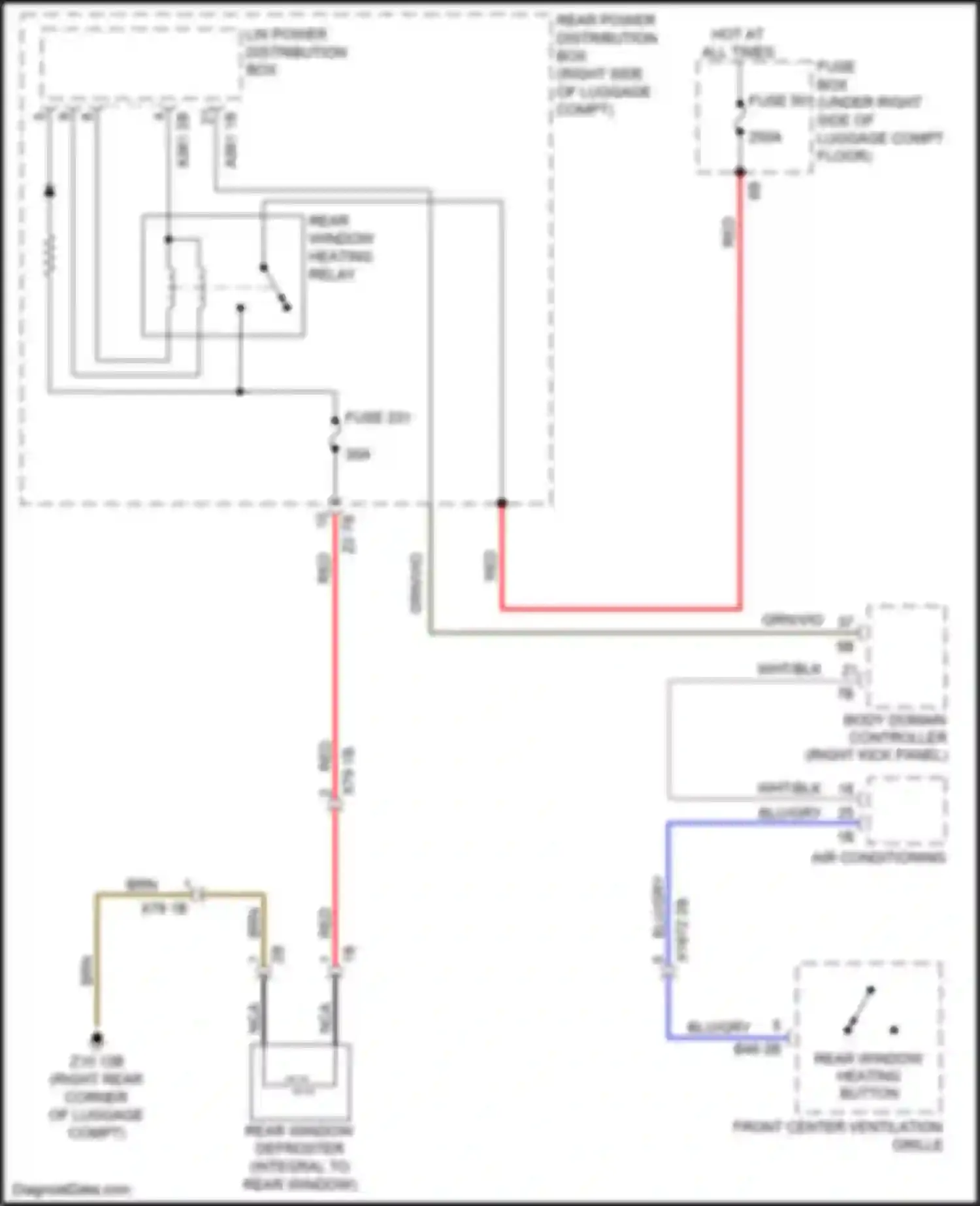 Wiring diagram rear window heating relay for BMW 8 series G14/G15 (2018-2022) (1 of 3)