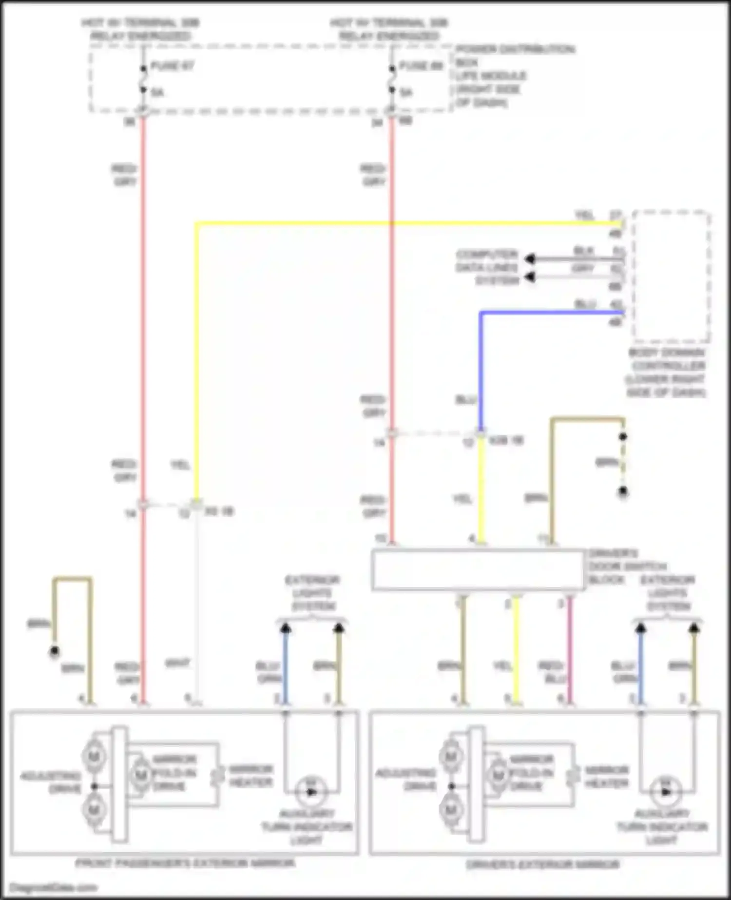 i3 BMW I01 (2013-2017): Power mirrors circuit, w/ lin bus function