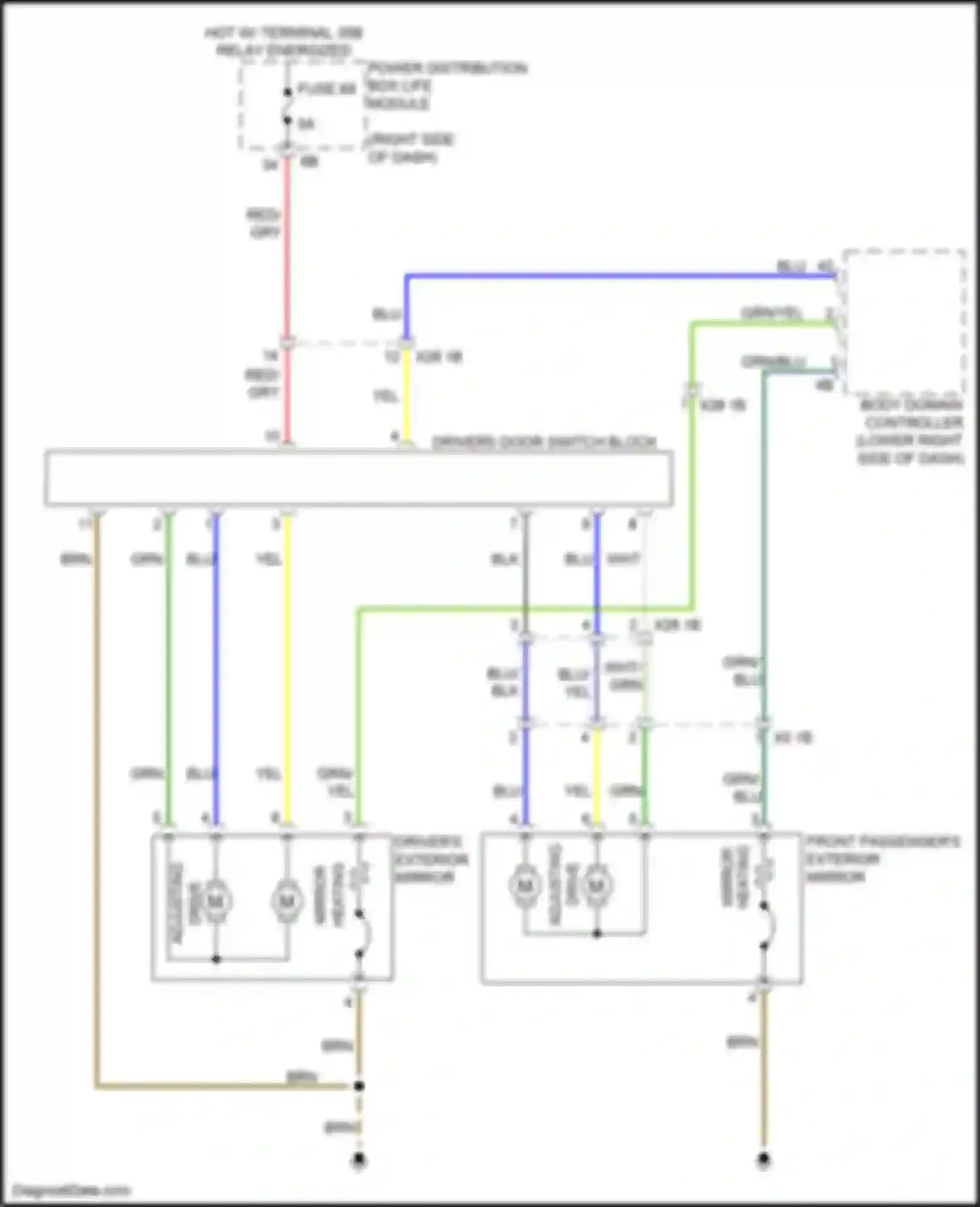 i3 BMW I01 (2013-2017): Power mirrors circuit, w/o lin bus function