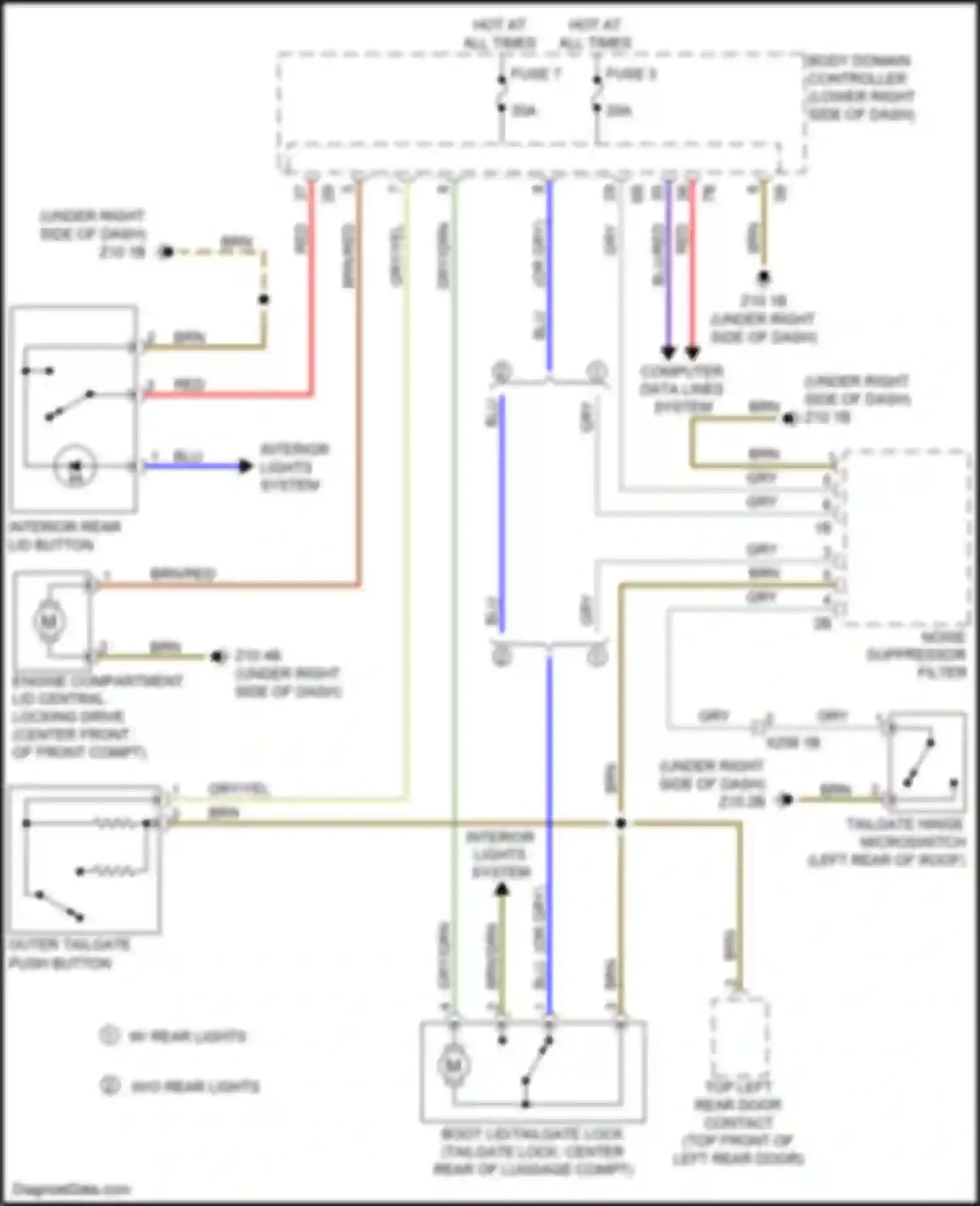 i3 BMW I01 (2013-2017): Trunk release circuit