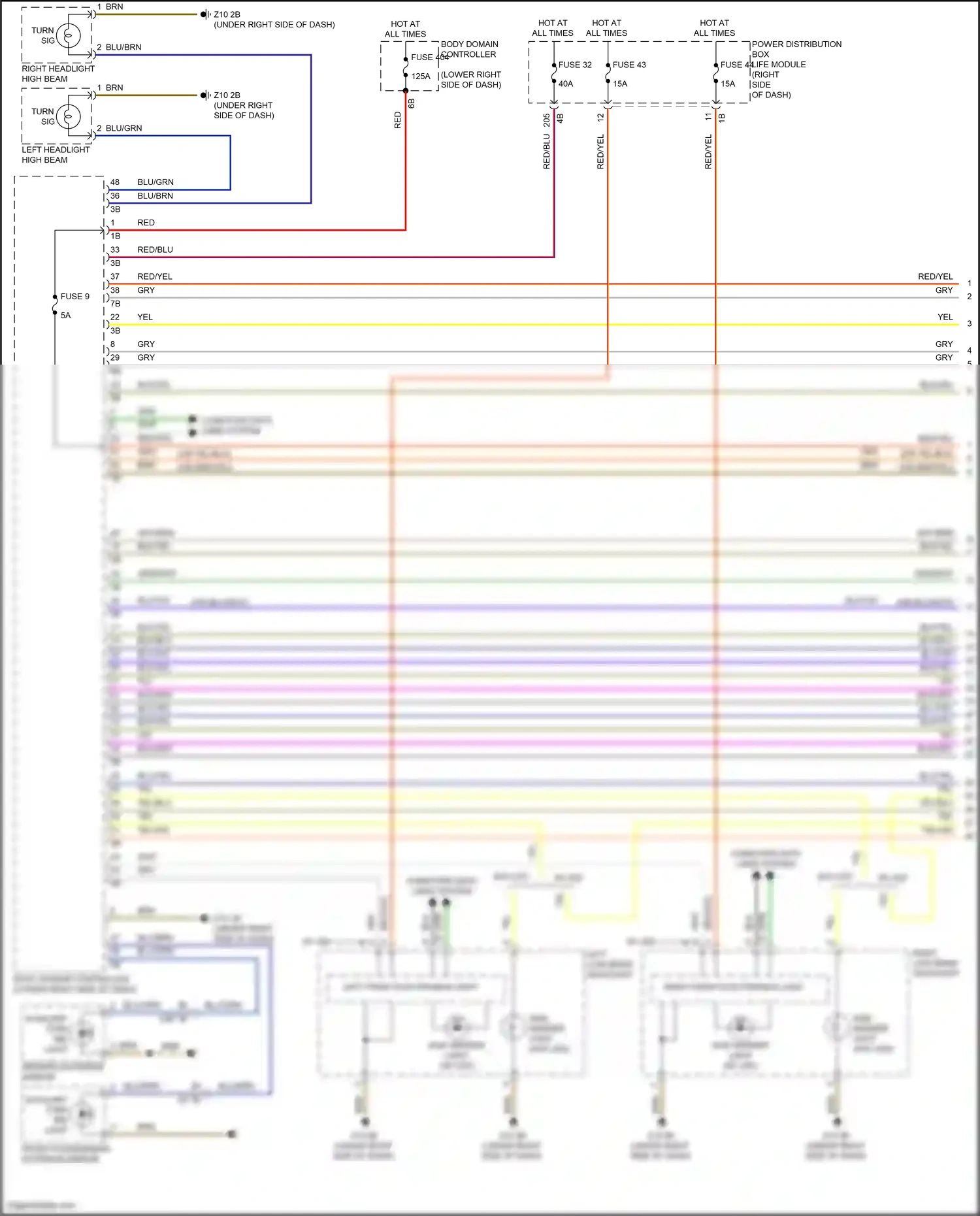 BMW i3 I01 (2013-2017) left front electronics light wiring diagram  (1 of 2)