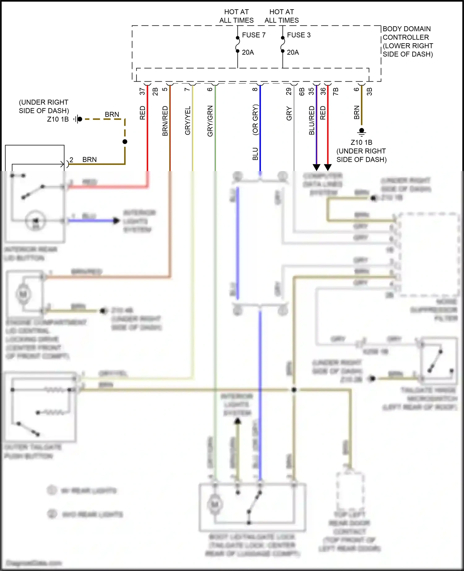 BMW i3 I01 (2013-2017) outer tailgate push button wiring diagram  (4 of 4)