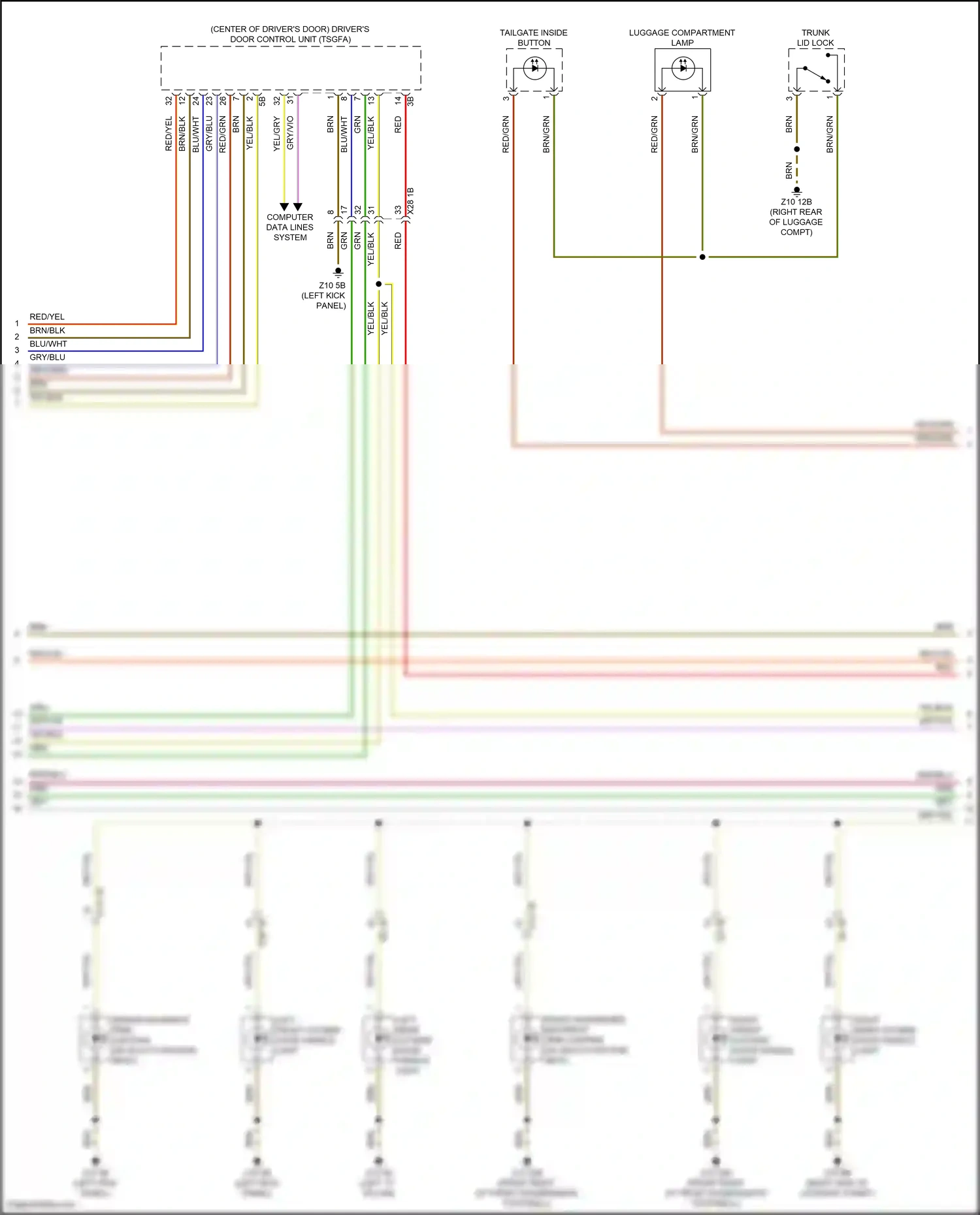 BMW i5 G60 (2023-2024) tailgate inside button wiring diagram  (1 of 2)