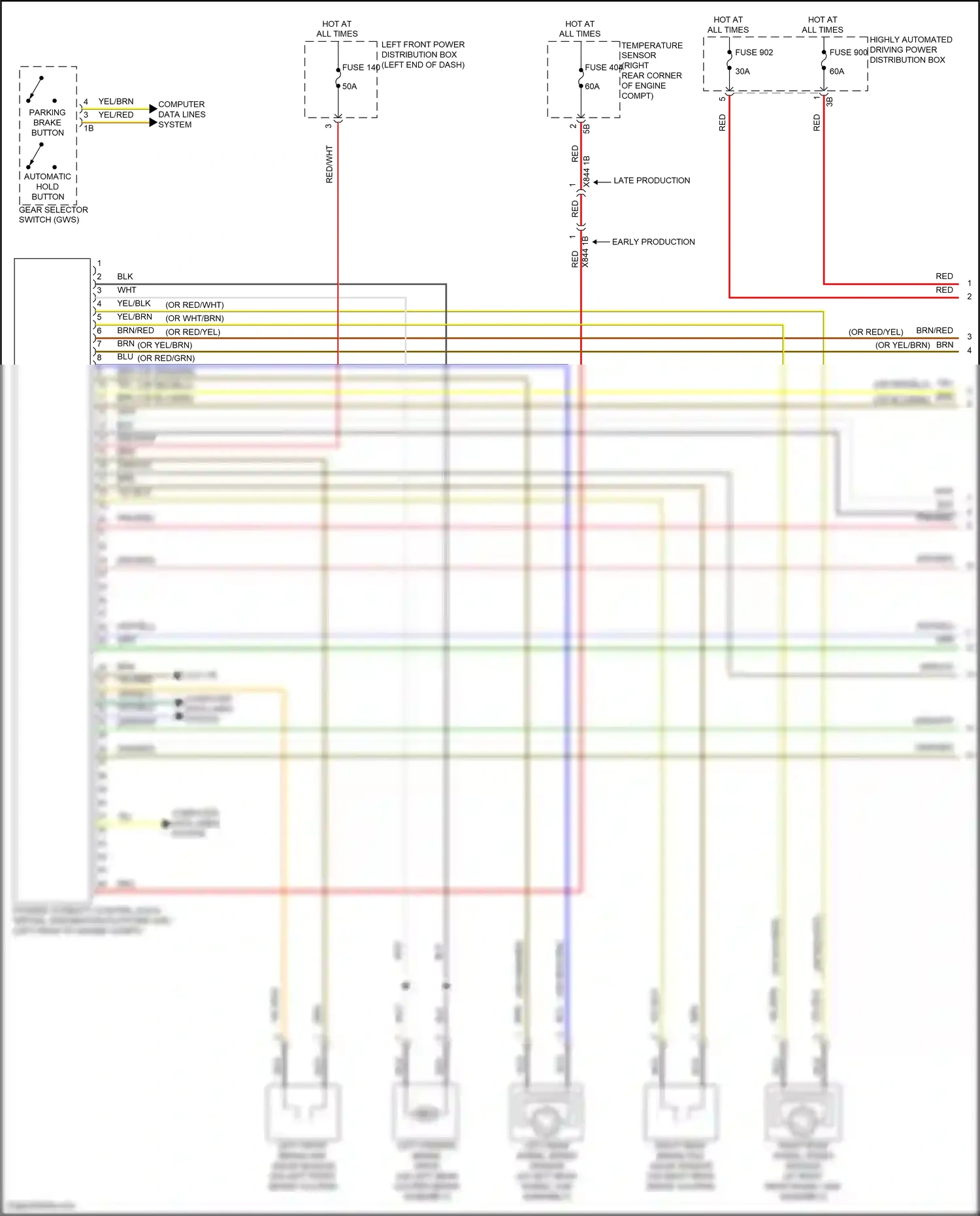 BMW i7 I (2022-2024) automatic hold button wiring diagram  (1 of 2)