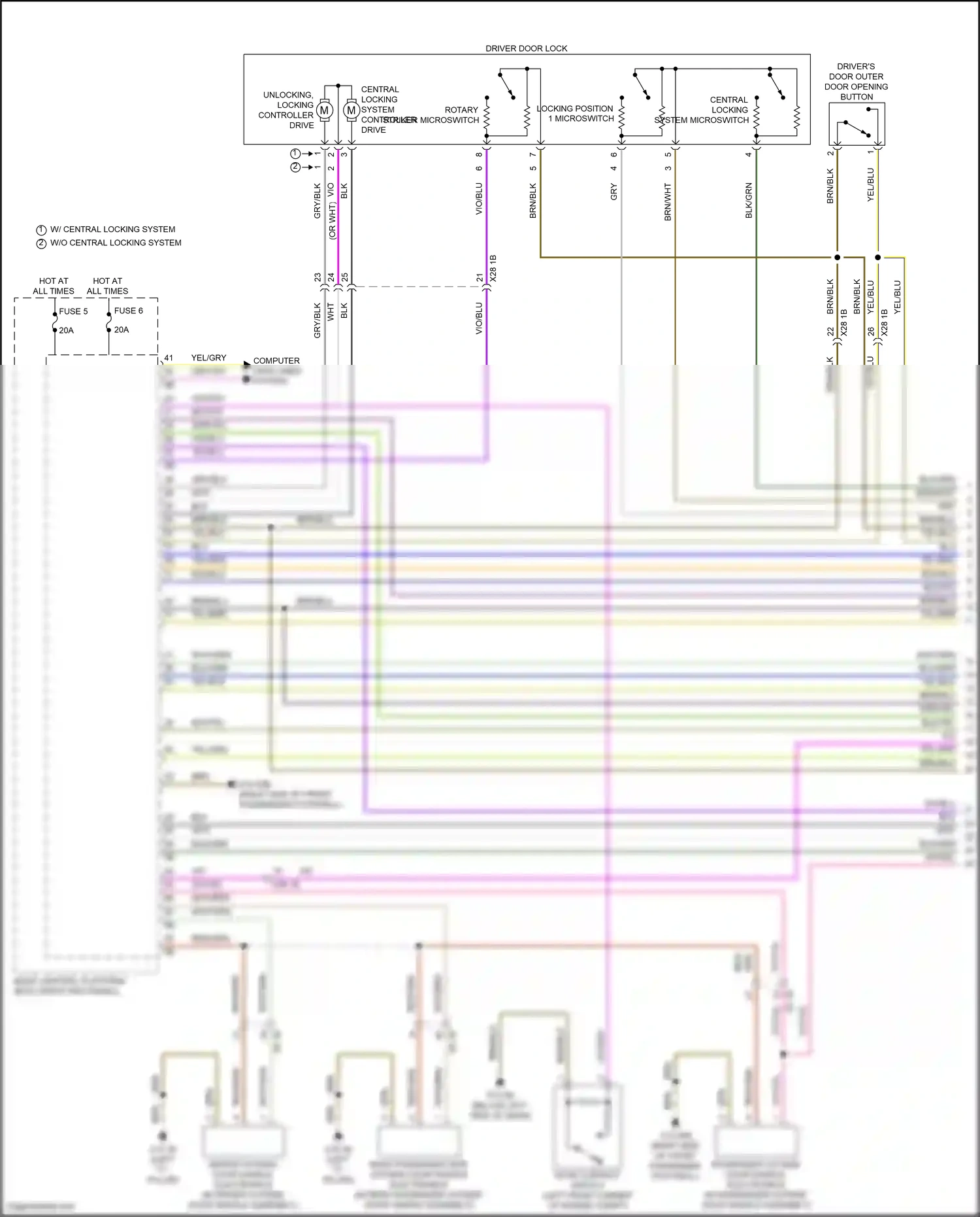 BMW i7 I (2022-2024) central locking system controller drive wiring diagram  (1 of 4)