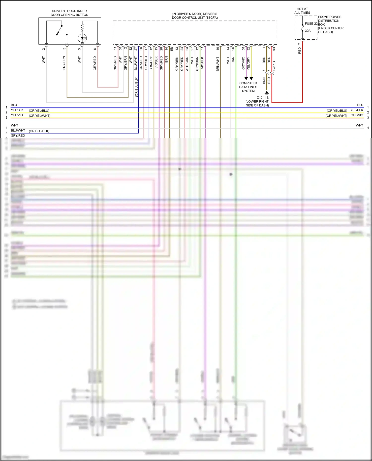 BMW iX i20 (2021-2024) unlocking, locking controller drive wiring diagram  (2 of 8)