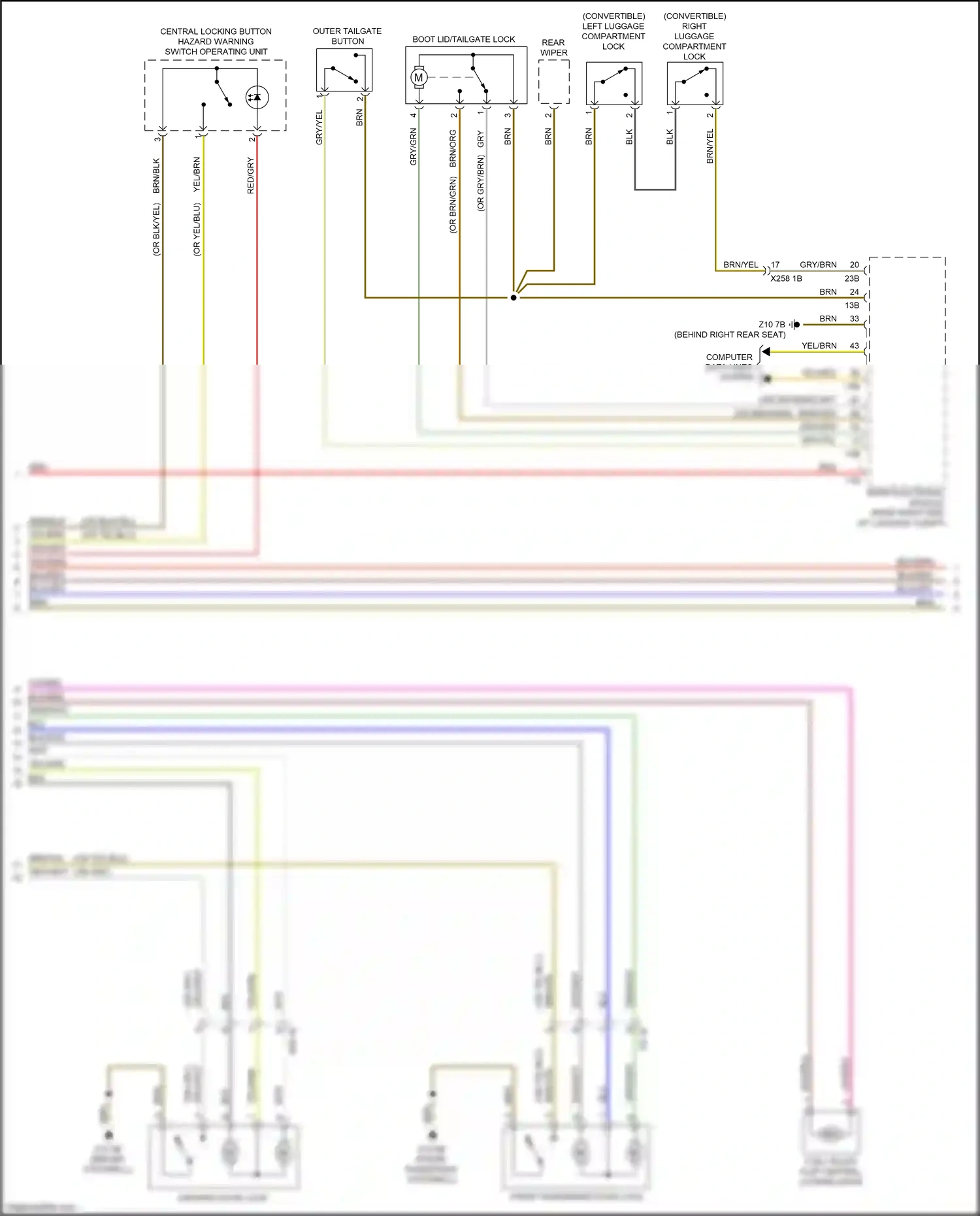 BMW M2 F87 facelift (2017-2021) boot lid/tailgate lock wiring diagram  (1 of 2)