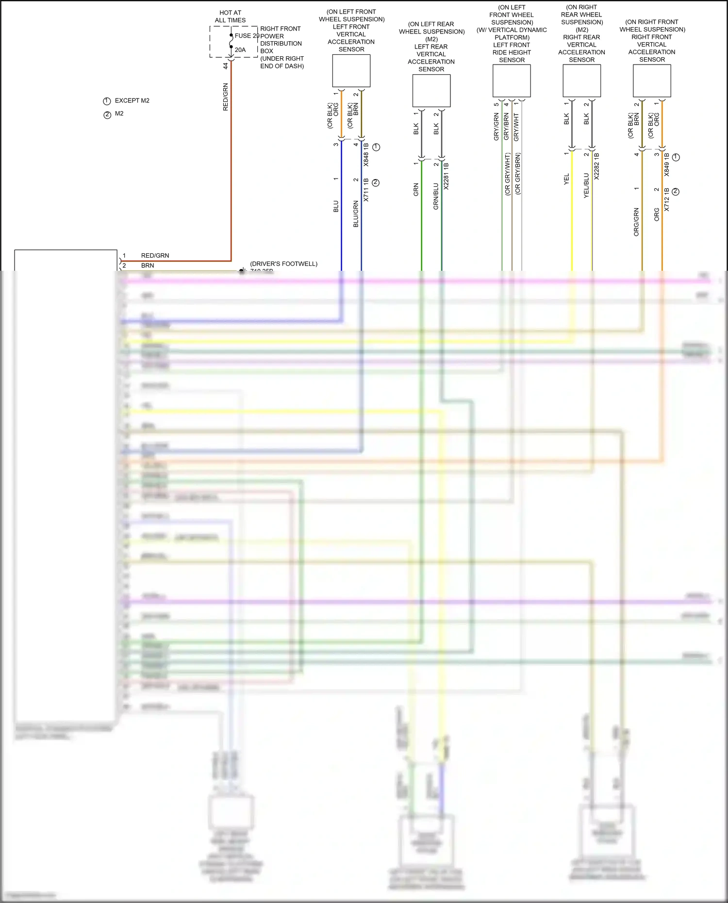 BMW M2 G87 (2022-2024) left front vertical-acceleration sensor wiring diagram  (1 of 1)