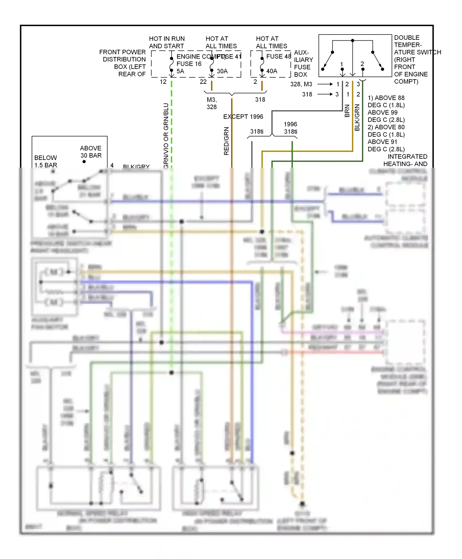 Wiring diagram automatic climate control module for BMW M3 E36 (1992-1999) (1 of 2)